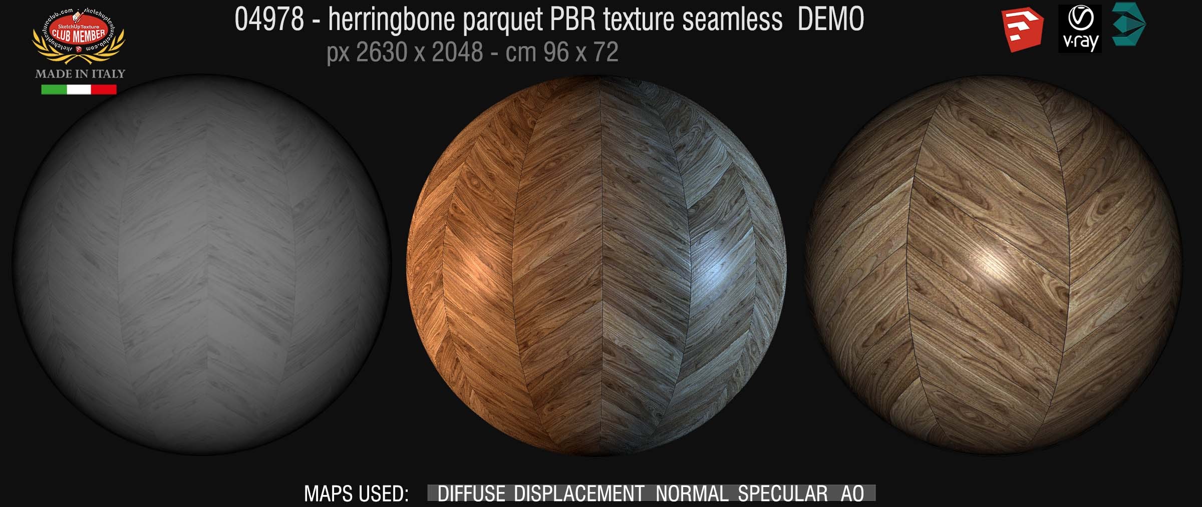 04978 Herringbone parquet PBR texture seamless DEMO