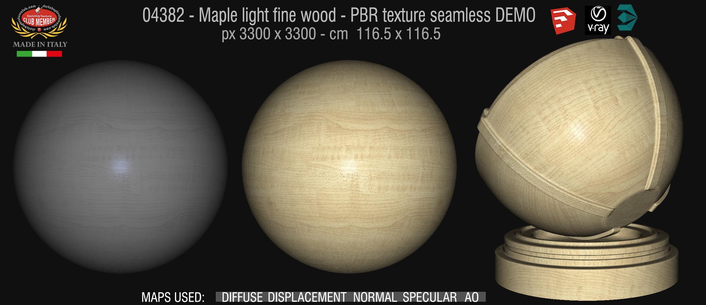 04382 Maple light fine wood - PBR texture seamless DEMO