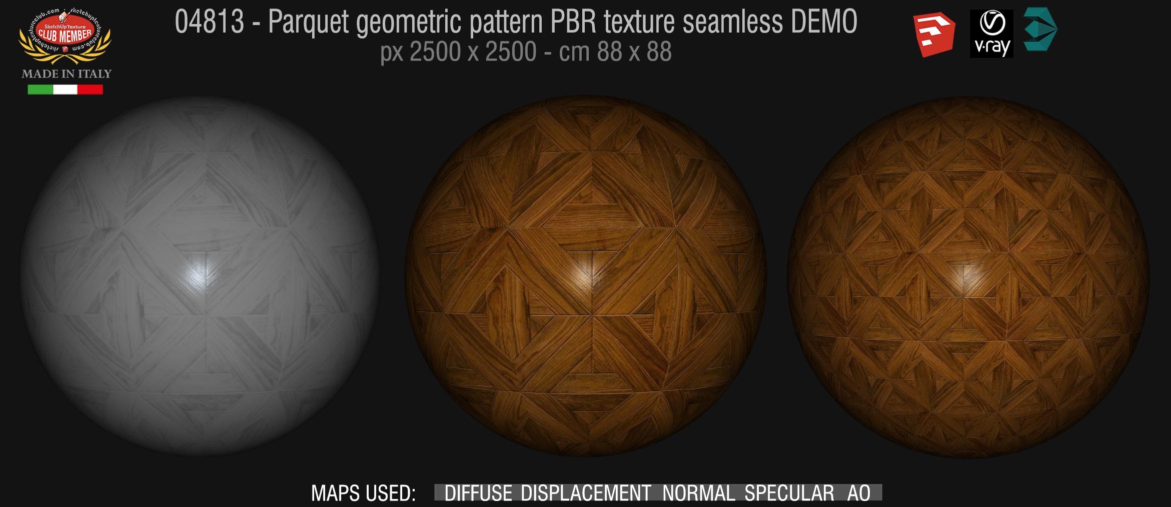 04813 Parquet geometric pattern PBR texture seamless DEMO