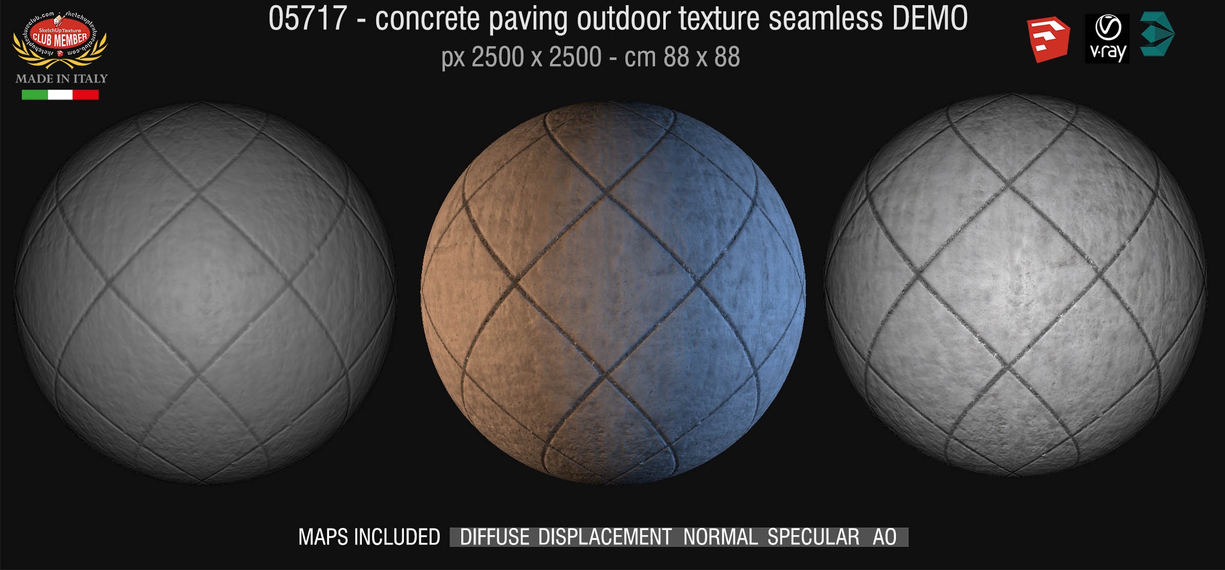 05717 HR Paving outdoor concrete regular block texture + maps DEMO