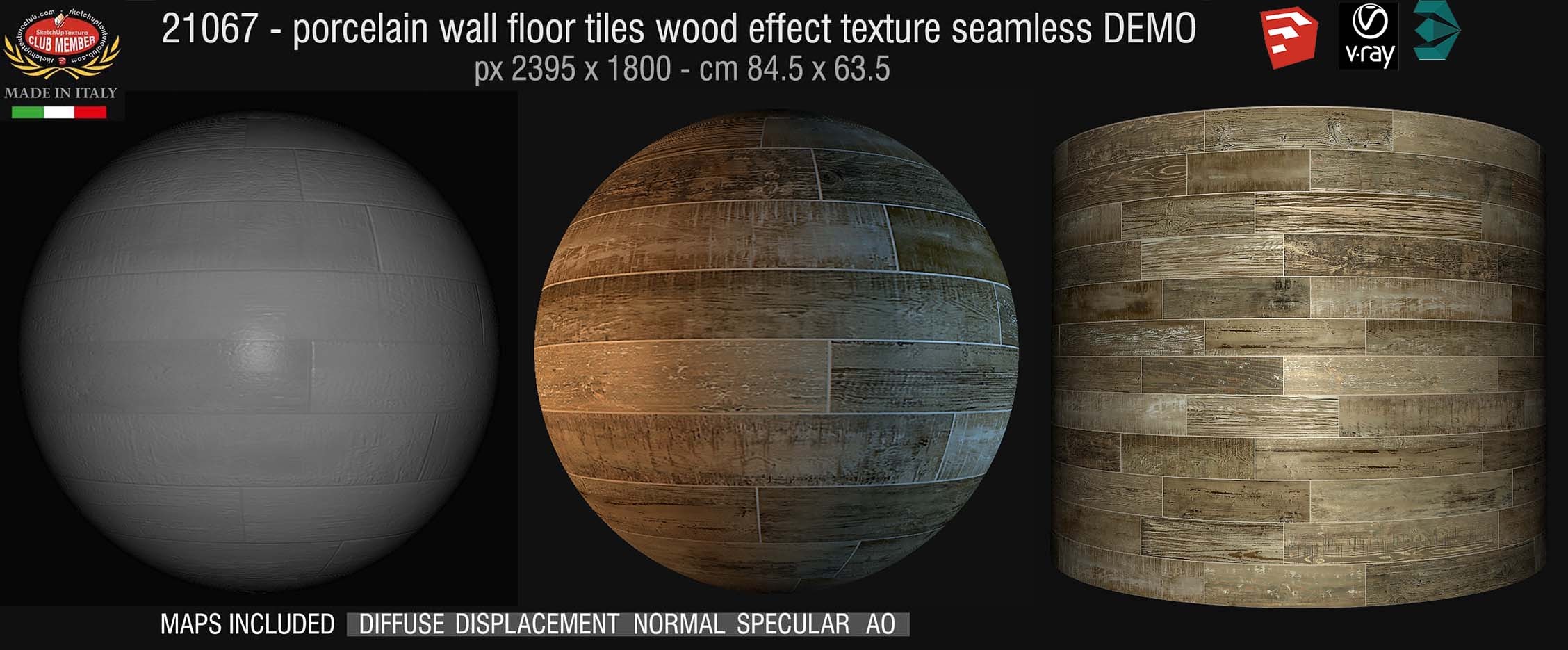 21067 Porcelain wall floor tiles wood effect PBR texture seamless + maps DEMO