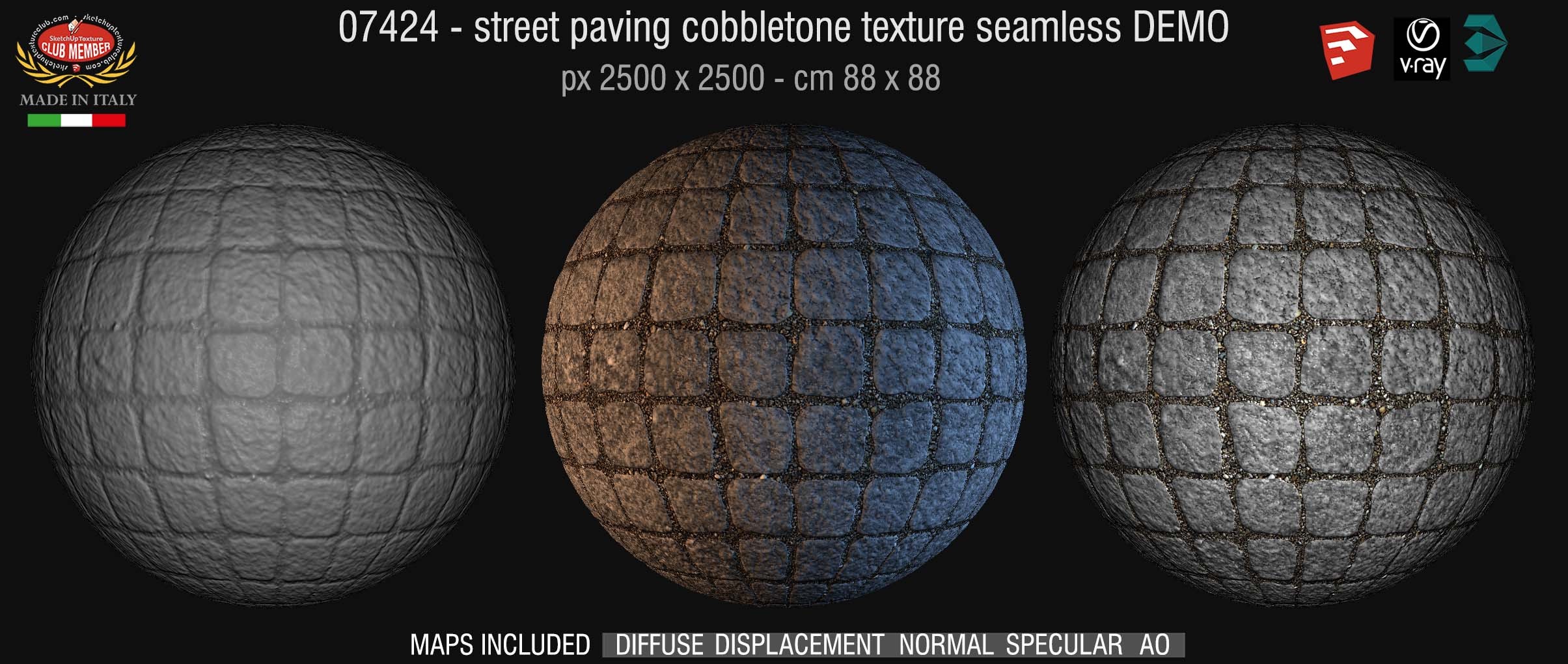 07424 HR Street paving cobblestone texture + maps DEMO