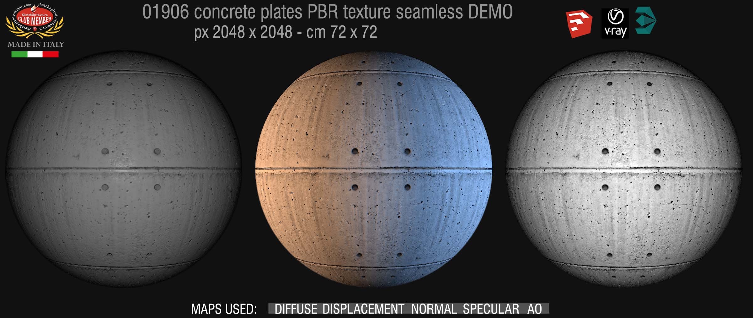 01906 Tadao ando concrete dirty plates PBR seamless texture DEMO