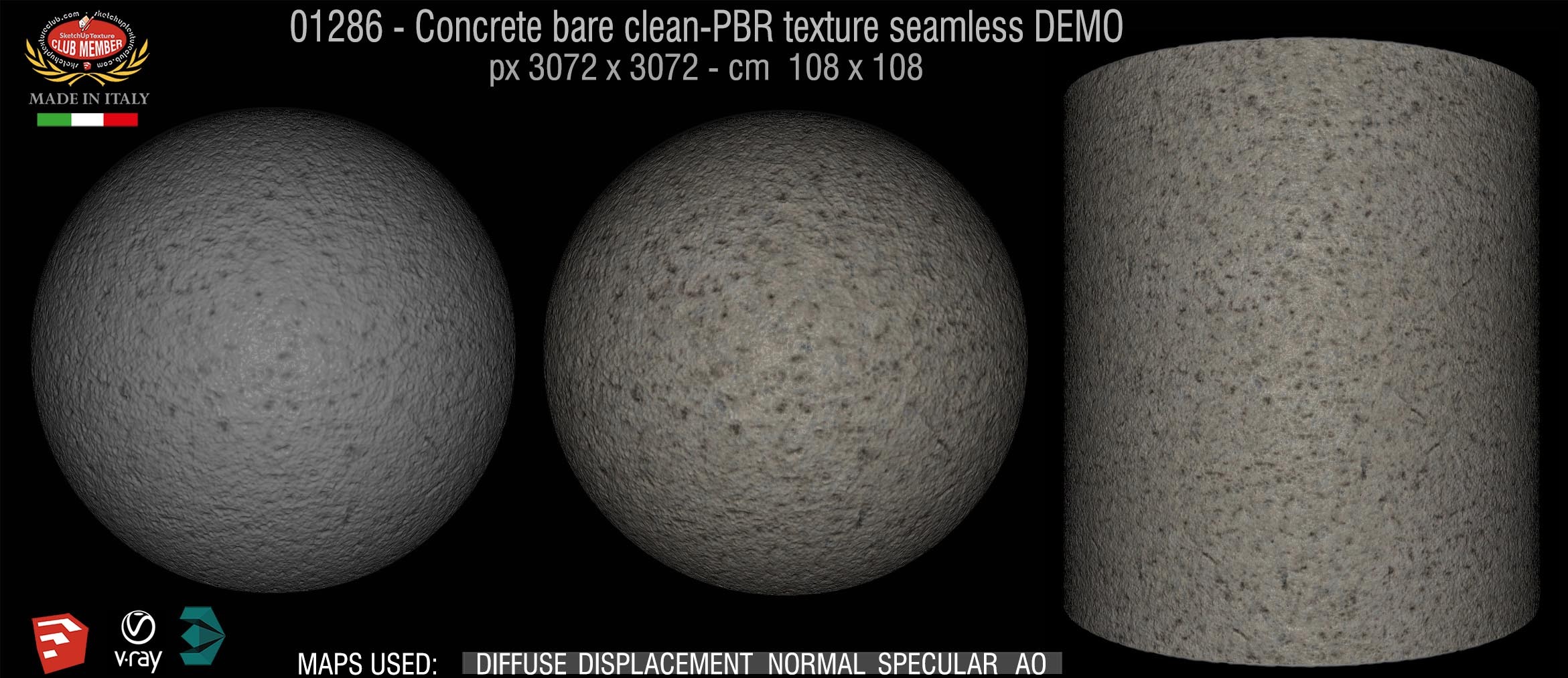 01286 Concrete bare clean-PBR texture seamless DEMO
