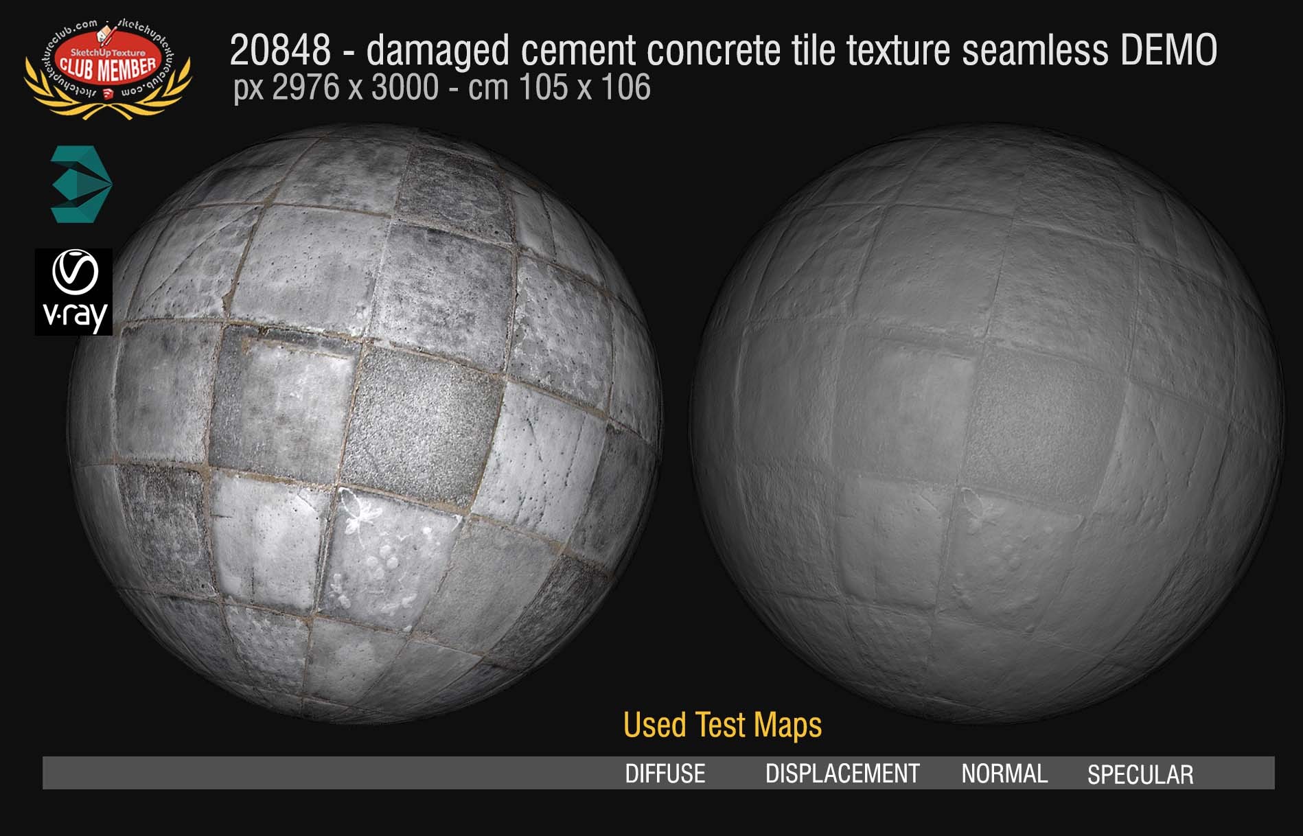 20848 damaged cement concrete tile texture and maps