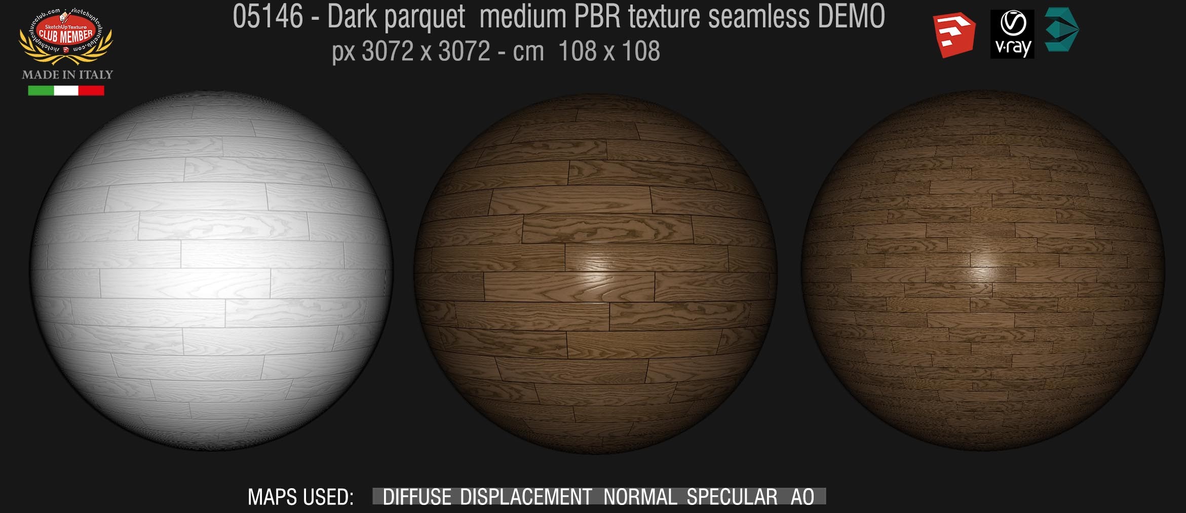 05146 Dark parquet PBR texture seamless DEMO