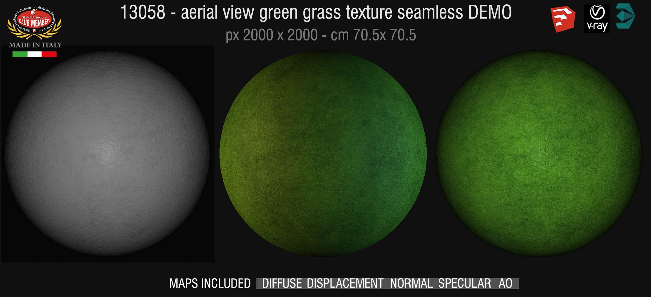 13058 HR aerial view green grass texture + maps DEMO