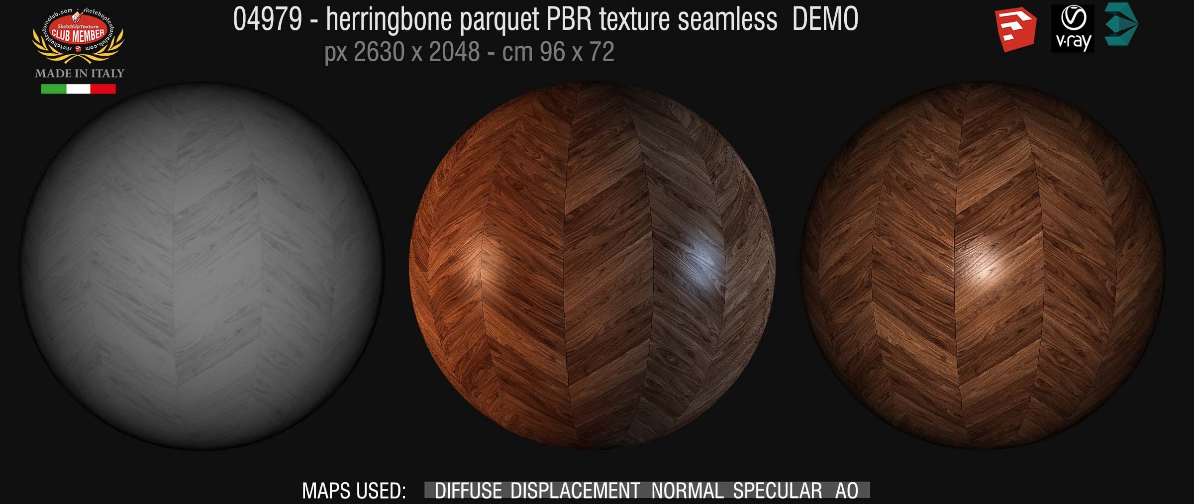 04979 Herringbone parquet PBR texture seamless DEMO