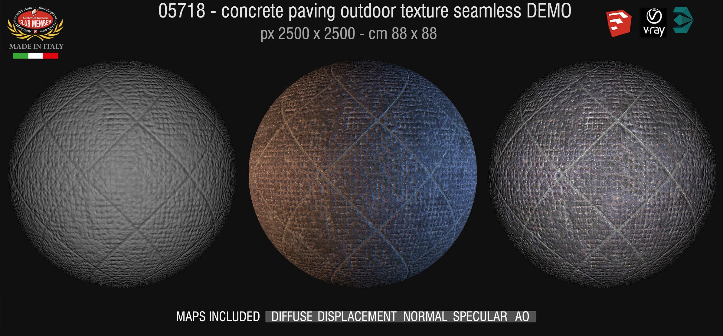 05718 HR Paving outdoor concrete regular block texture + maps DEMO