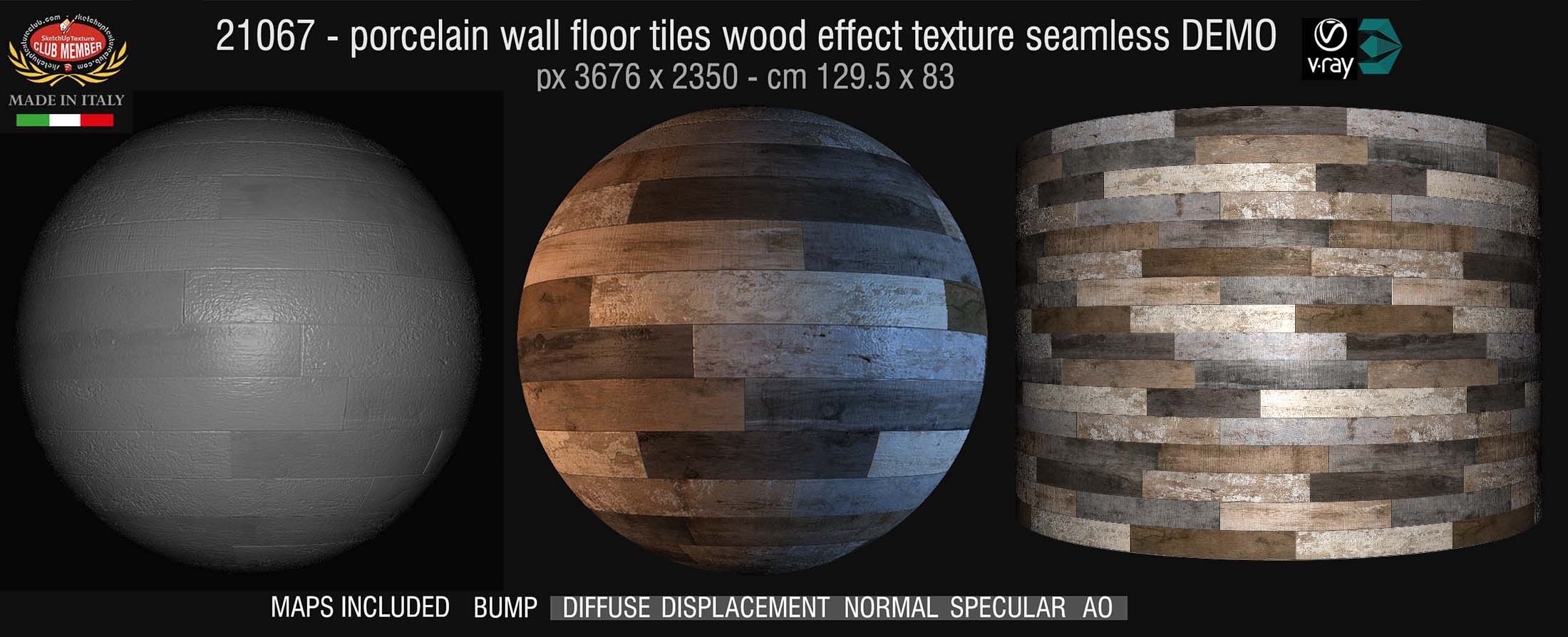 21068 Porcelain wall floor tiles wood effect PBR texture seamless + maps DEMO