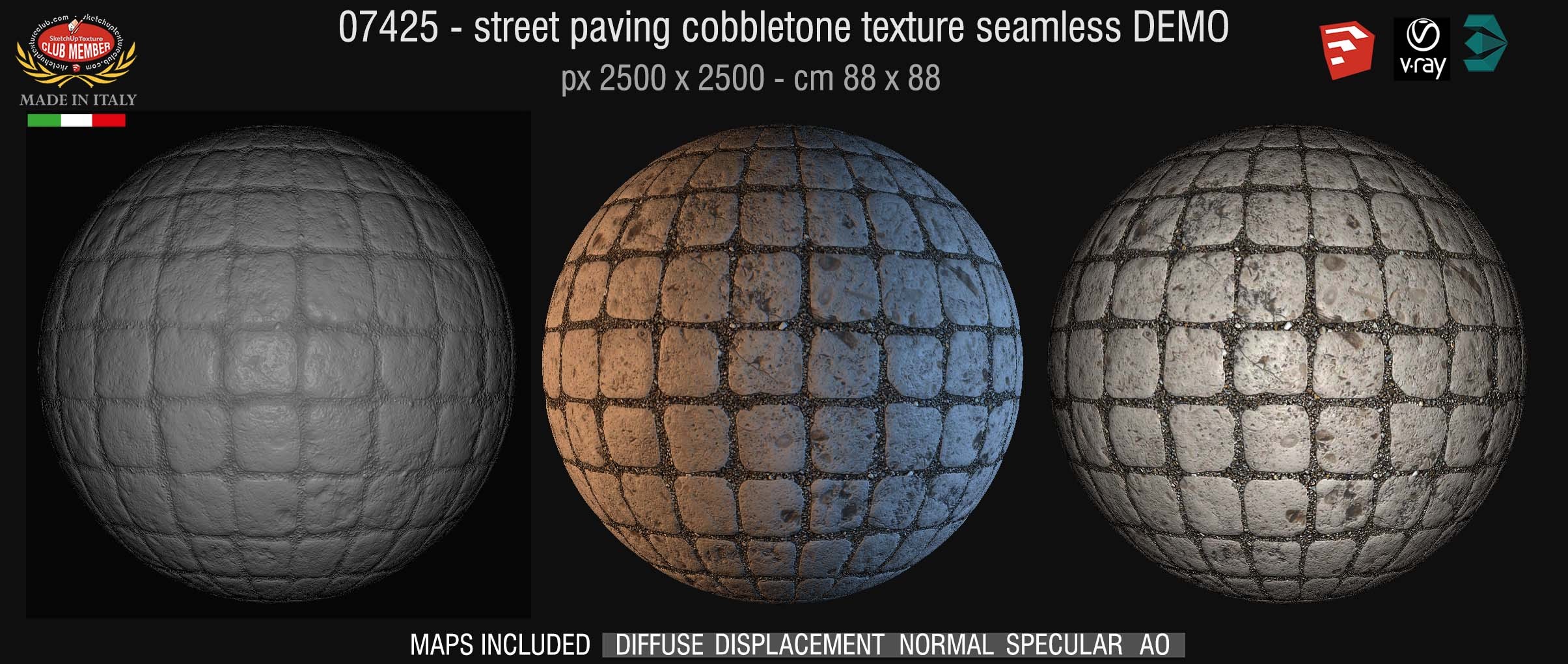 07425 HR Street paving cobblestone texture + maps DEMO