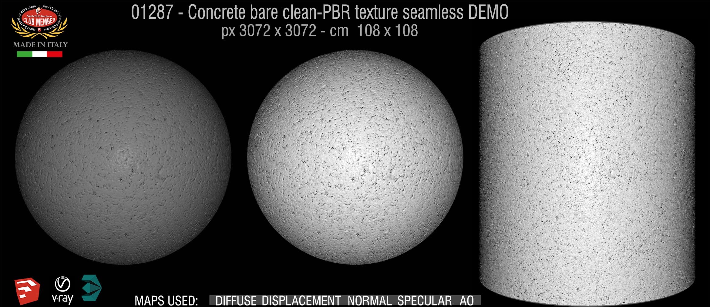 01287 Concrete bare clean-PBR texture seamless DEMO