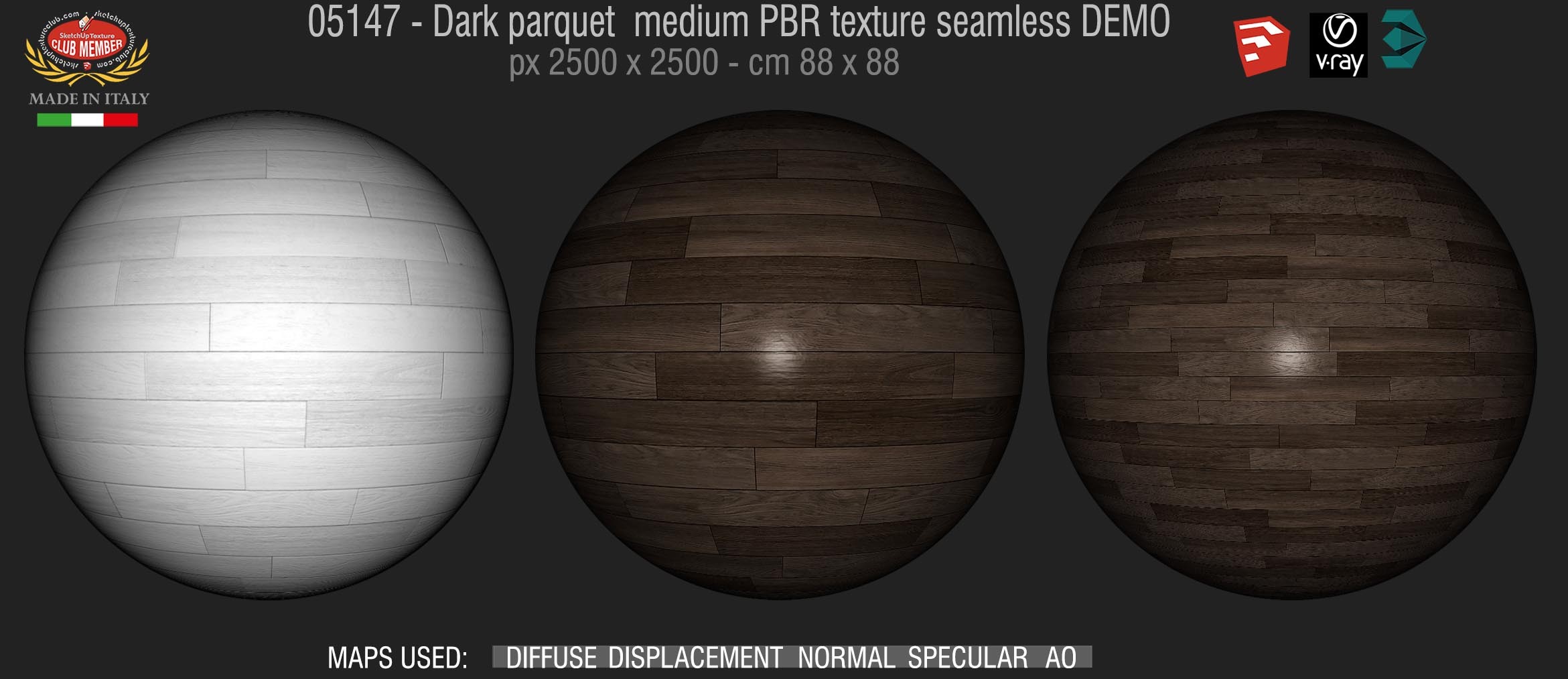 05147 Dark parquet PBR texture seamless DEMO