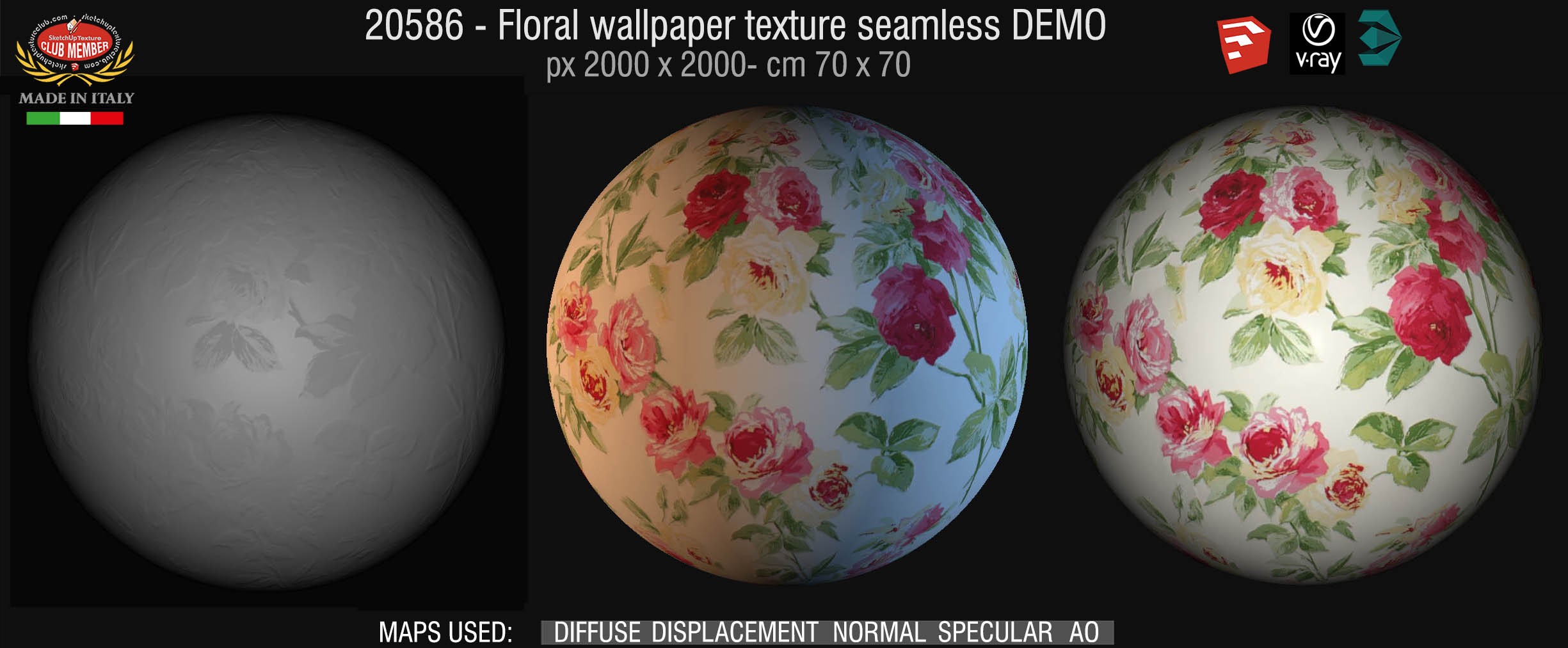 20586 Floral wallpaper texture + maps demo