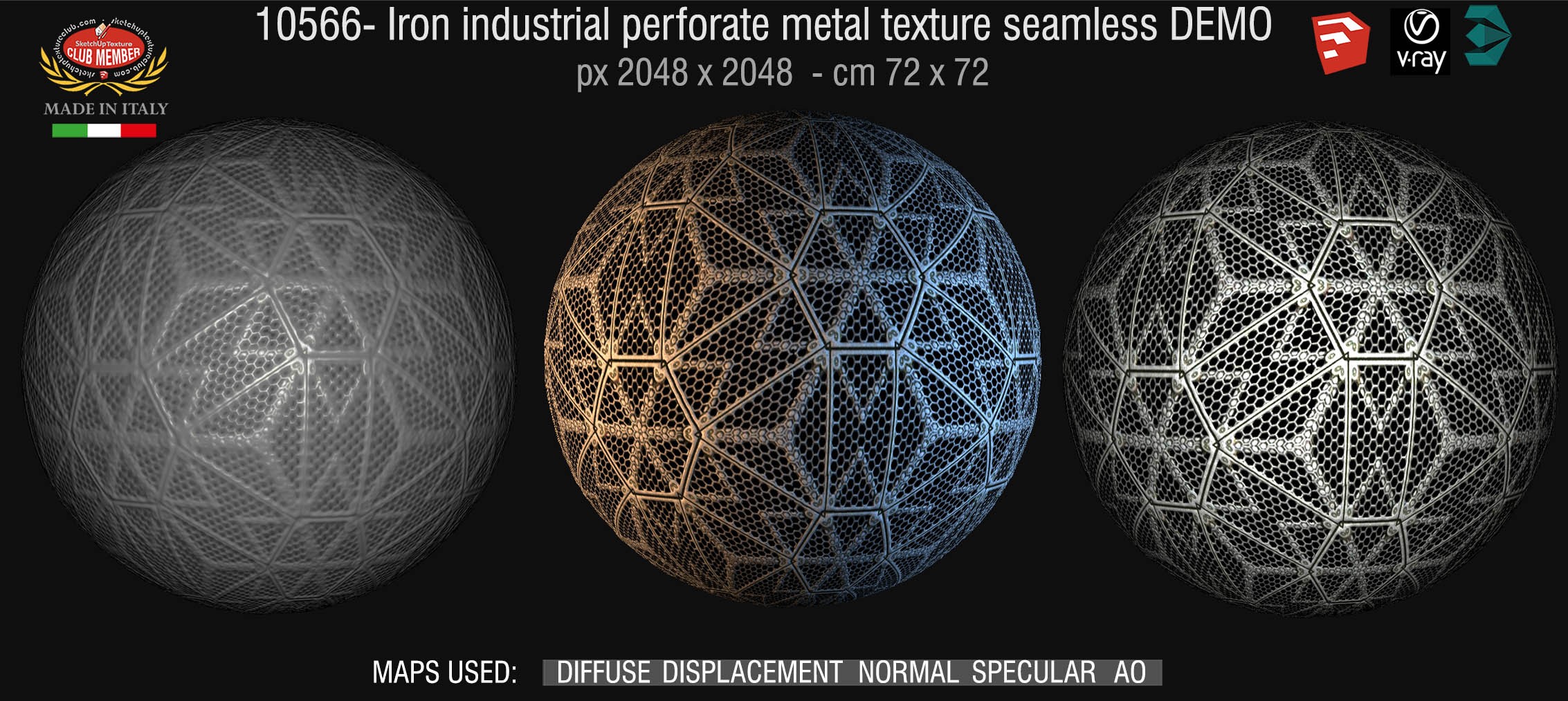 10566 HR Iron industrial perforate metal texture seamless + maps DEMO