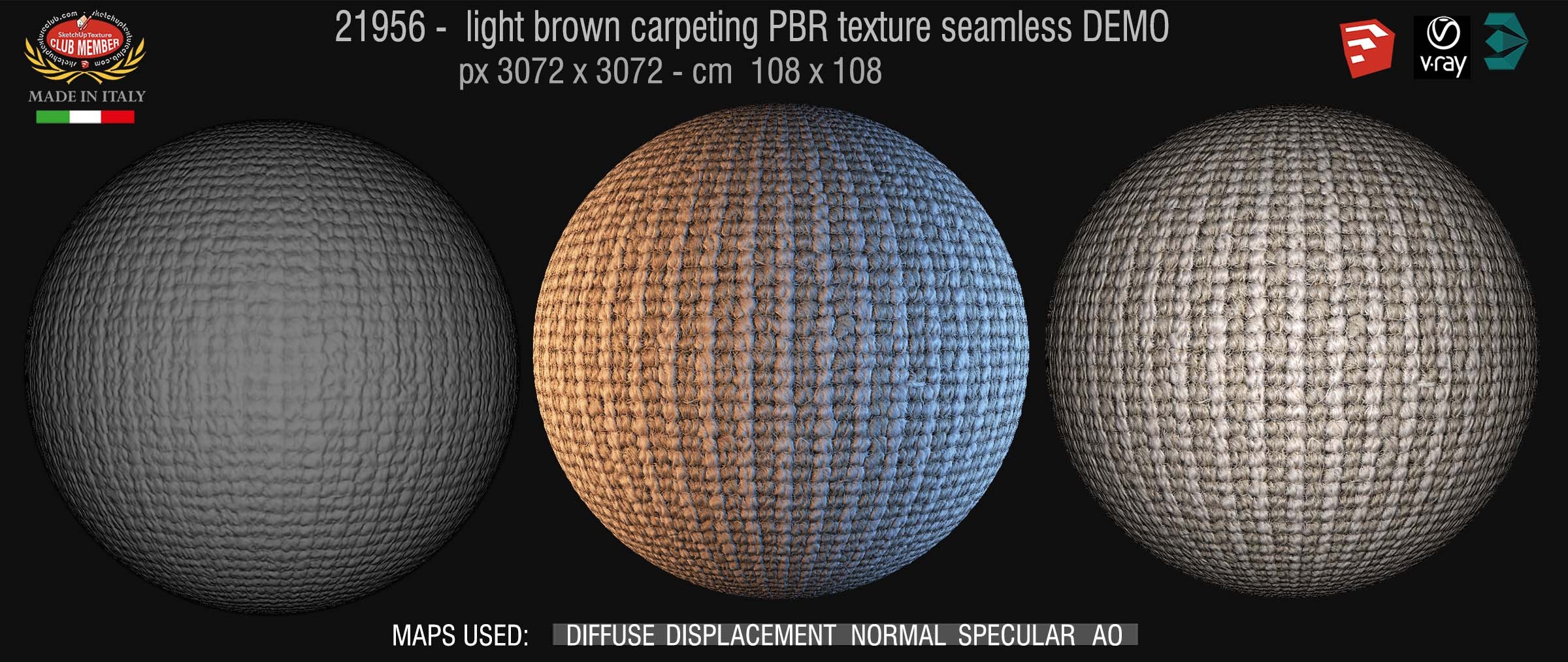 21956  Light brown carpeting PBR texture seamless DEMO