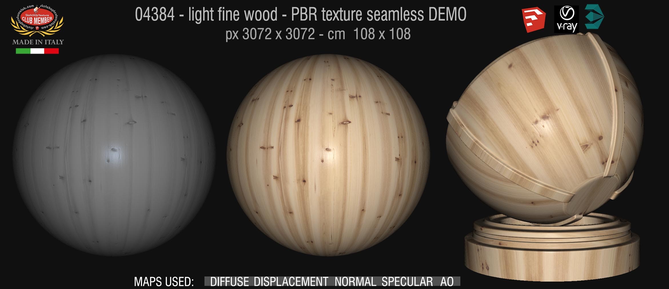 04384 light fine wood - PBR texture seamless DEMO