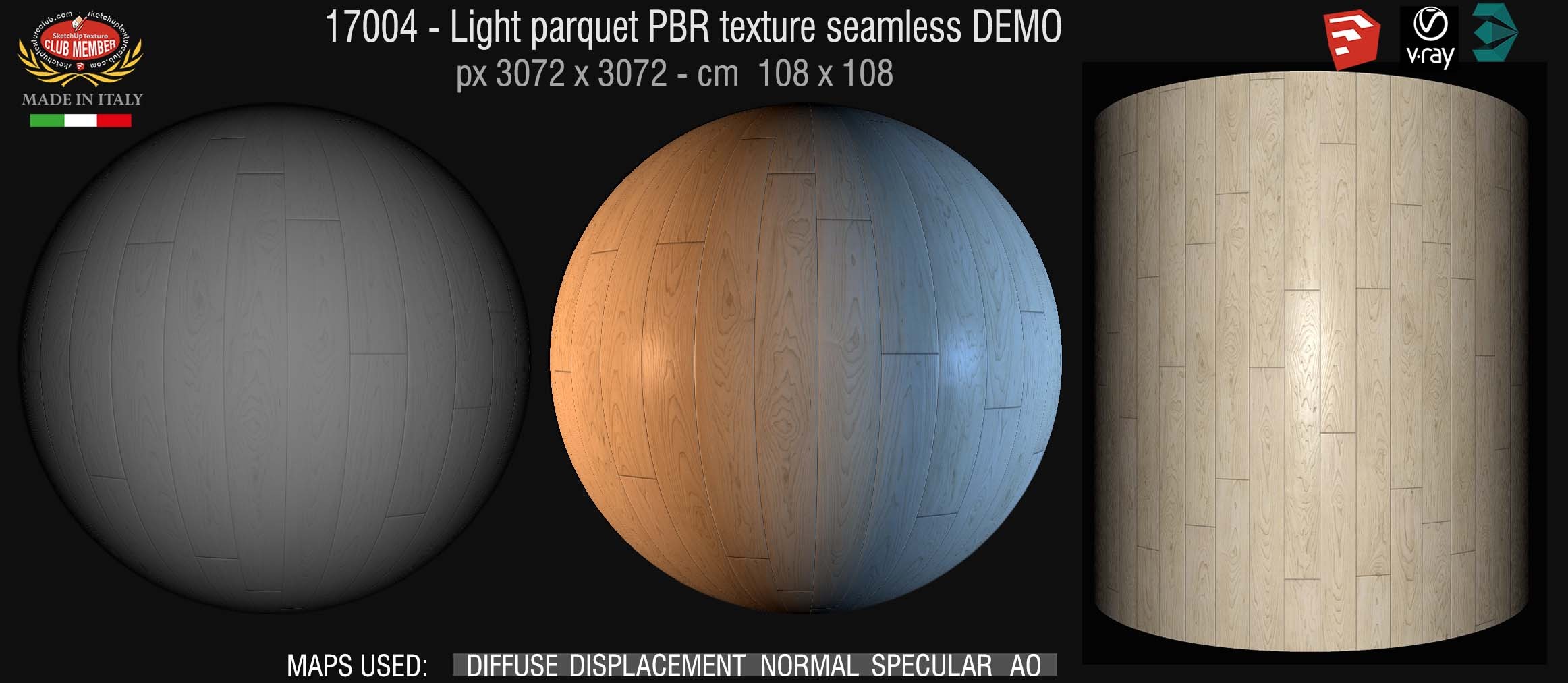 17004 Light parquet PBR texture seamless DEMO