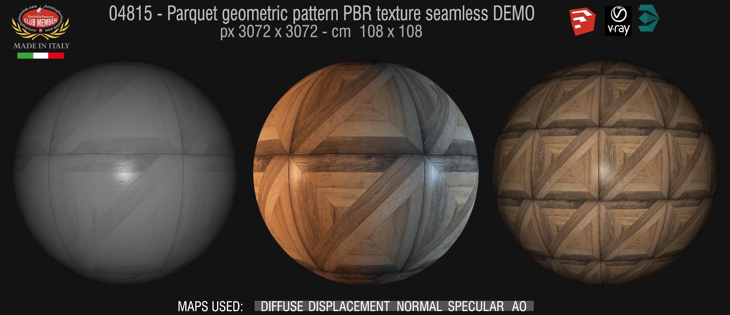 04815 Parquet geometric pattern PBR texture seamless DEMO