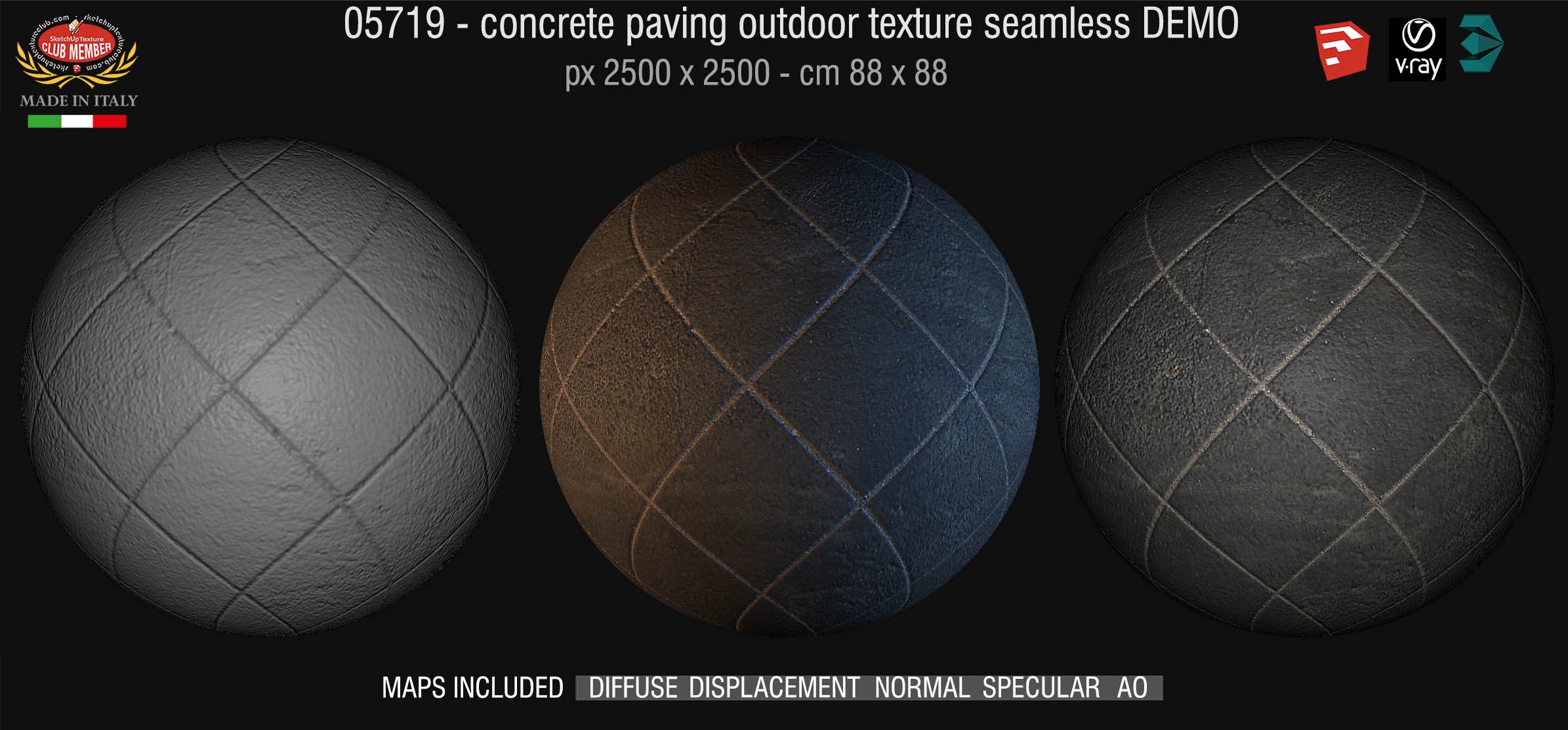 05719 HR Paving outdoor concrete regular block texture + maps DEMO