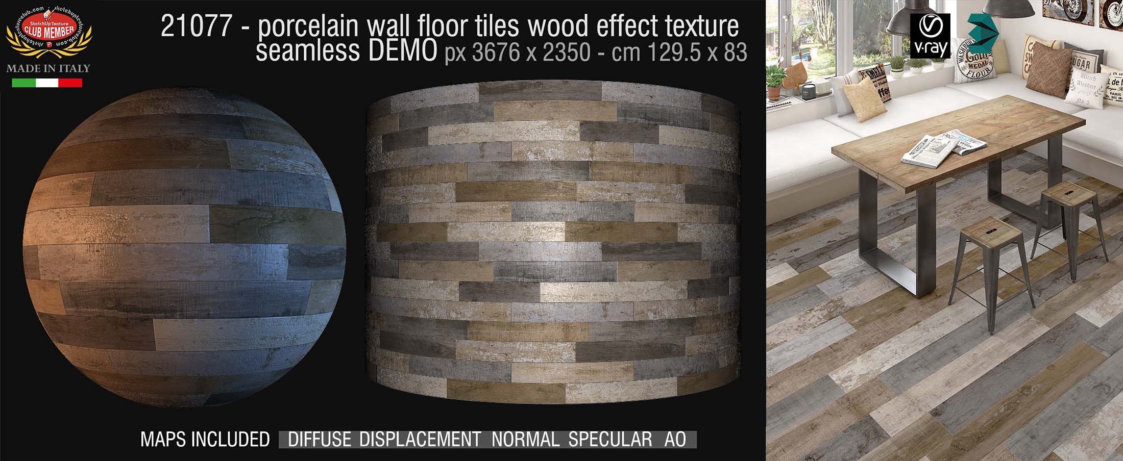 21077 Porcelain wall floor tiles wood effect PBR texture seamless DEMO