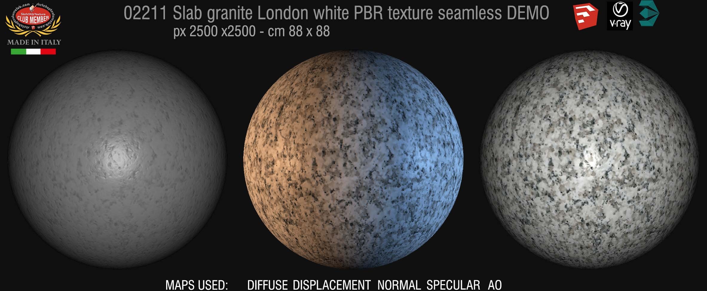 02211 slab granite london white PBR texture seamless DEMO