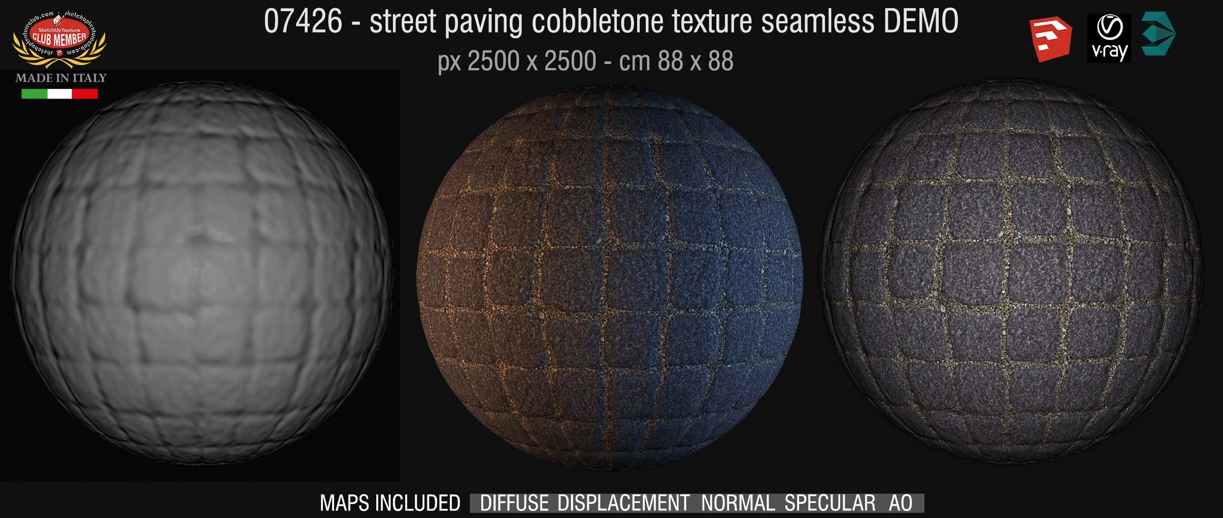 07426 HR Street paving cobblestone texture + maps DEMO