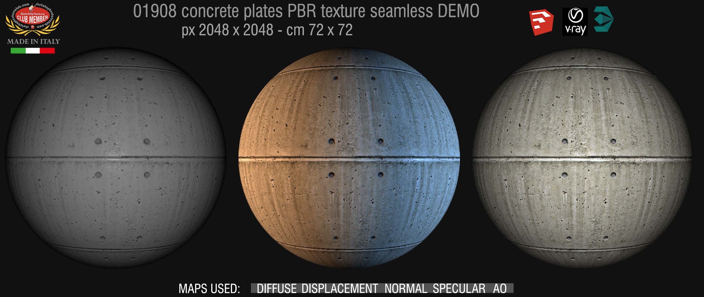 01908 Tadao ando concrete dirty plates PBR seamless texture DEMO