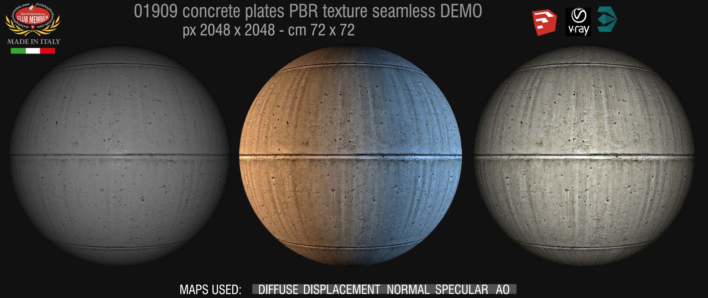 01909 Tadao ando concrete dirty plates PBR seamless texture DEMO