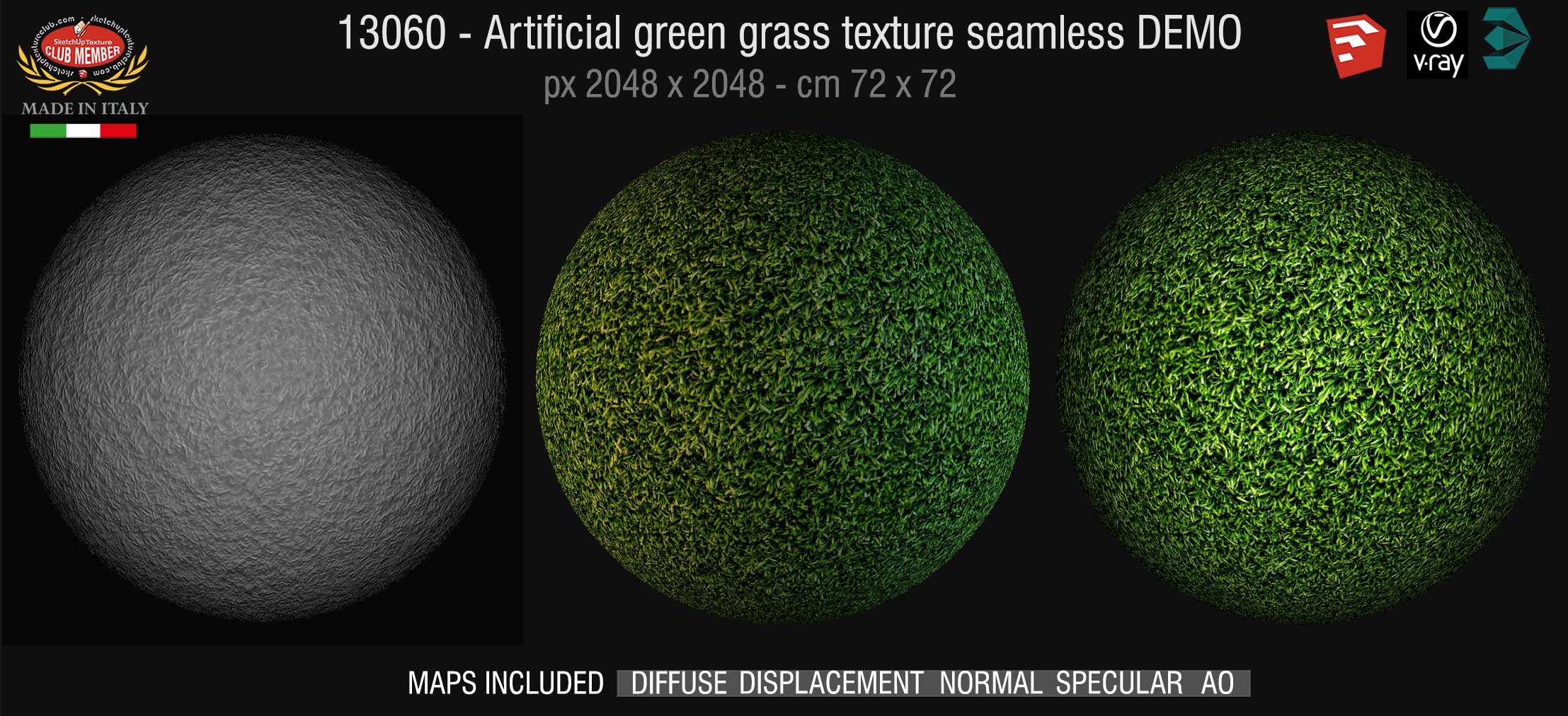 13060 Artificial green grass texture + maps DEMO