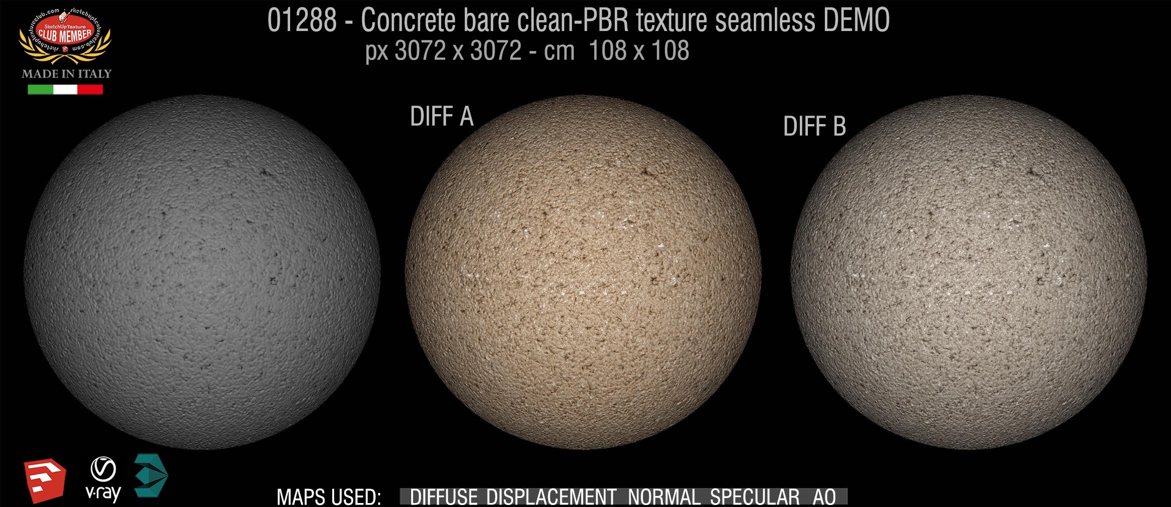 01288 Concrete bare clean-PBR texture seamless DEMO