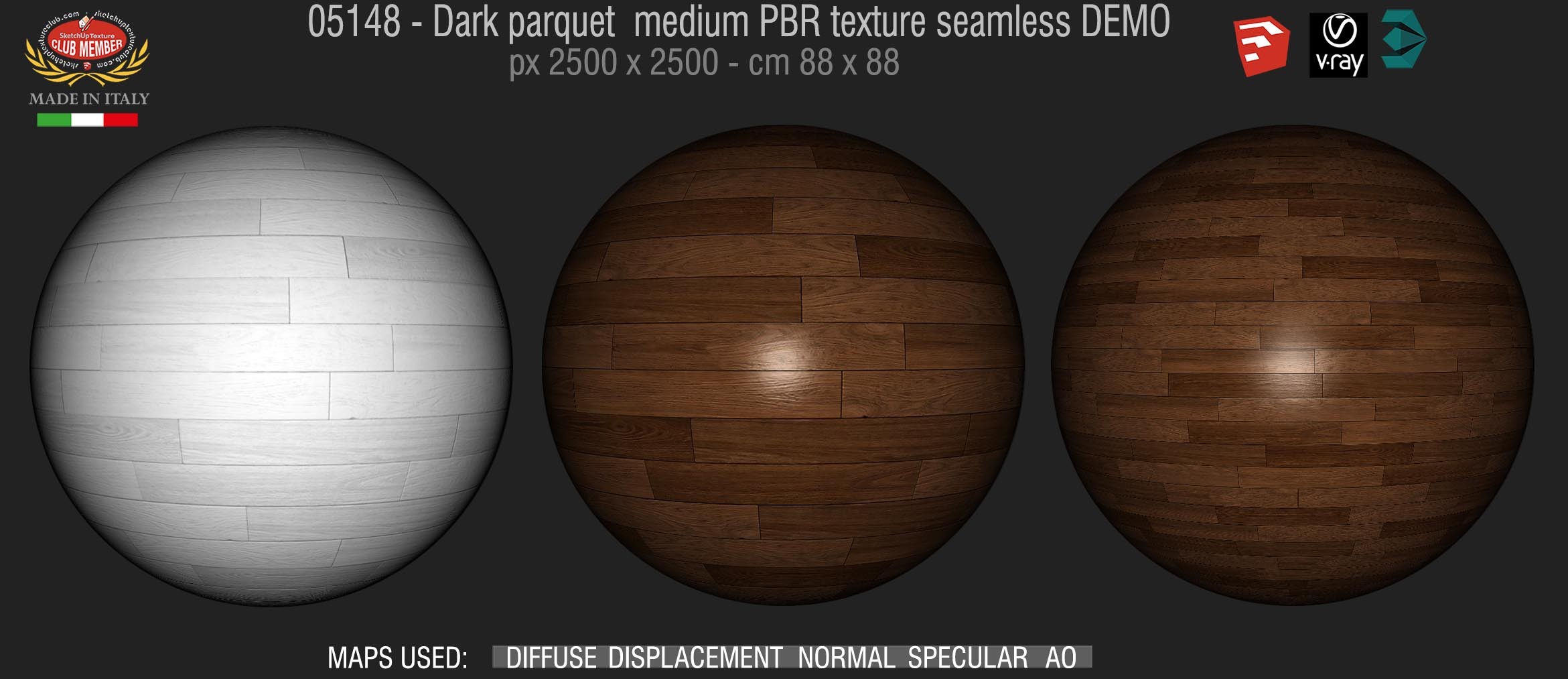 05148 Dark parquet PBR texture seamless DEMO