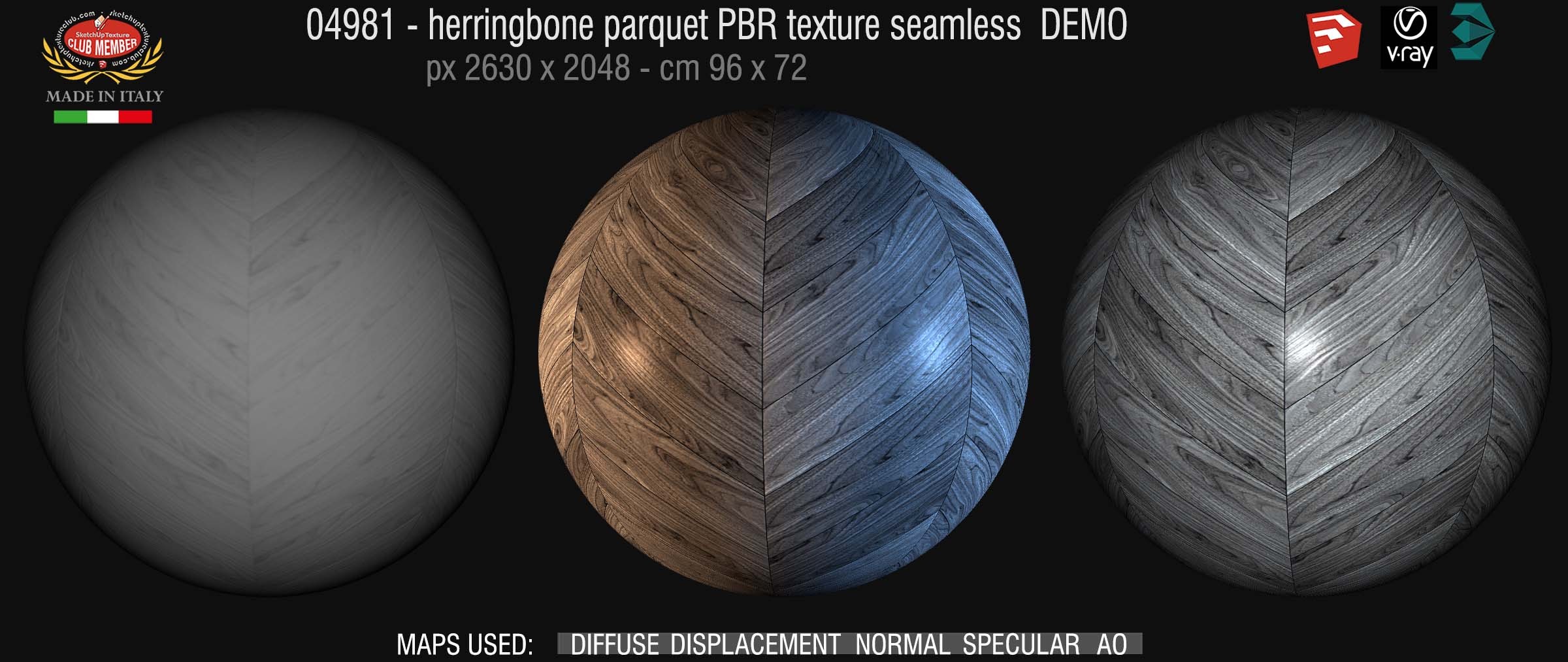 04981 Herringbone parquet PBR texture seamless DEMO