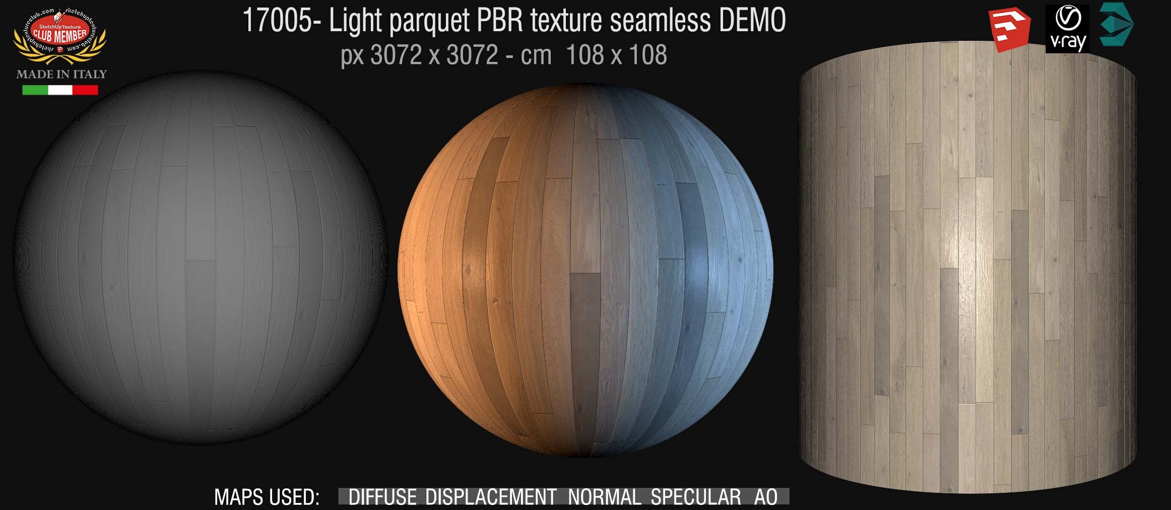 17005 Light parquet PBR texture seamless DEMO