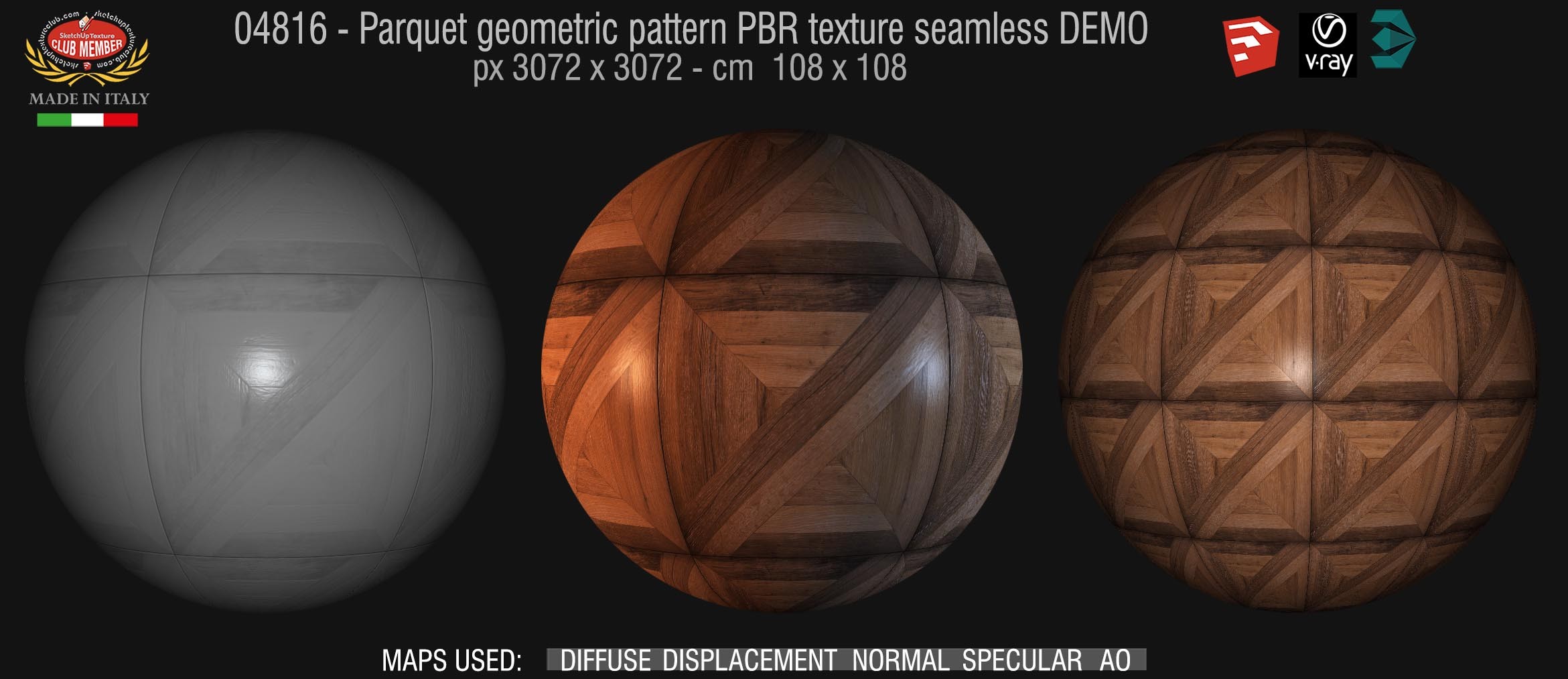 04816 Parquet geometric pattern PBR texture seamless DEMO