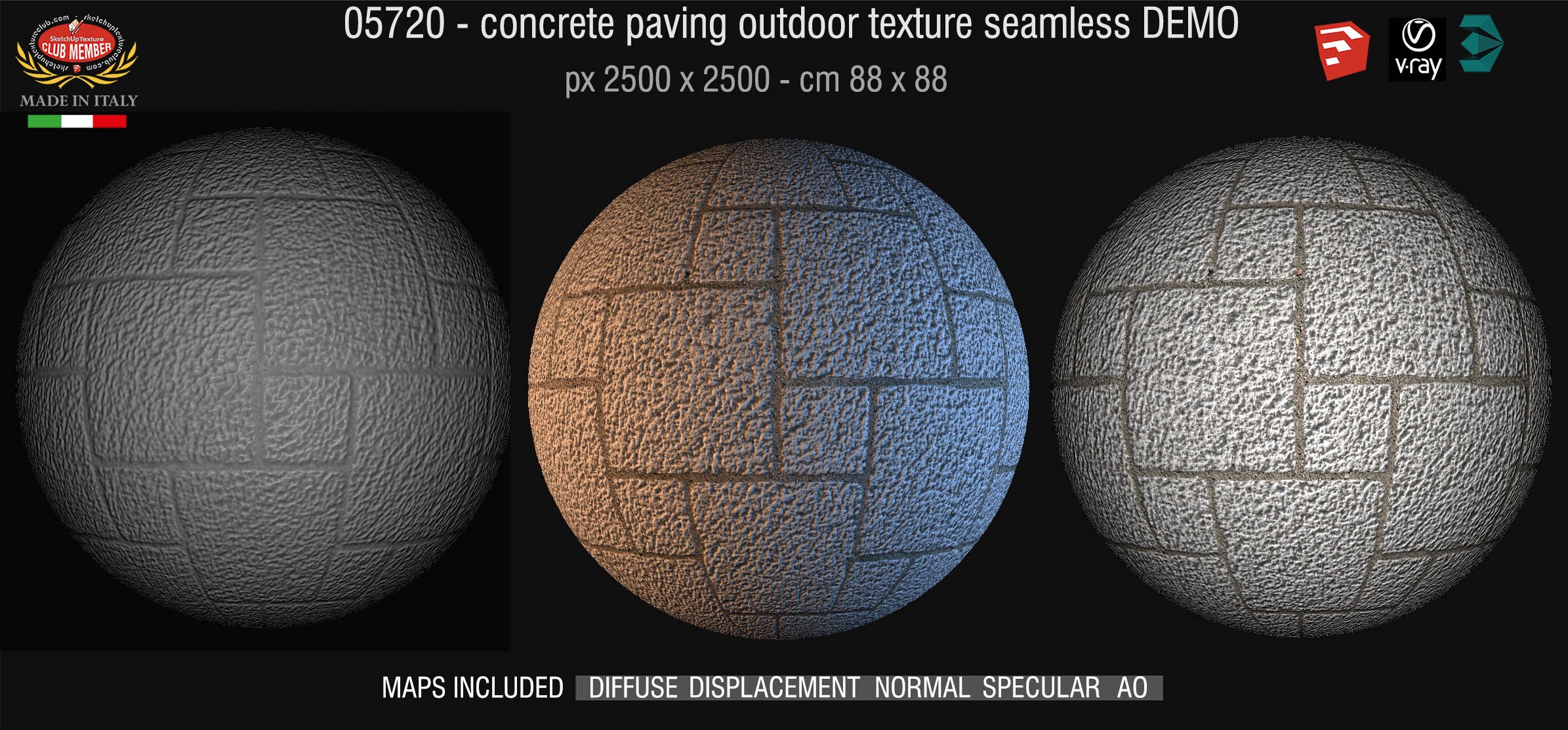 05720 HR Paving outdoor concrete regular block texture + maps DEMO