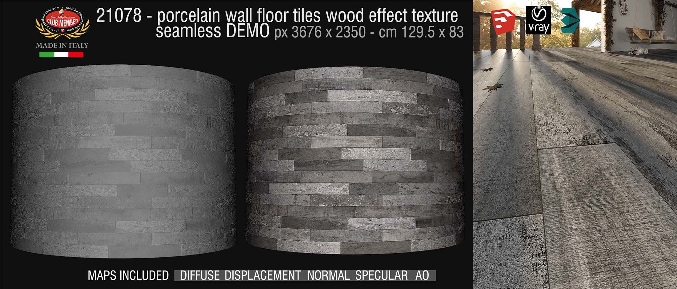 CLICK TO ENLARGE 21078 Porcelain wall floor tiles wood effect texture seamless + maps DEMO