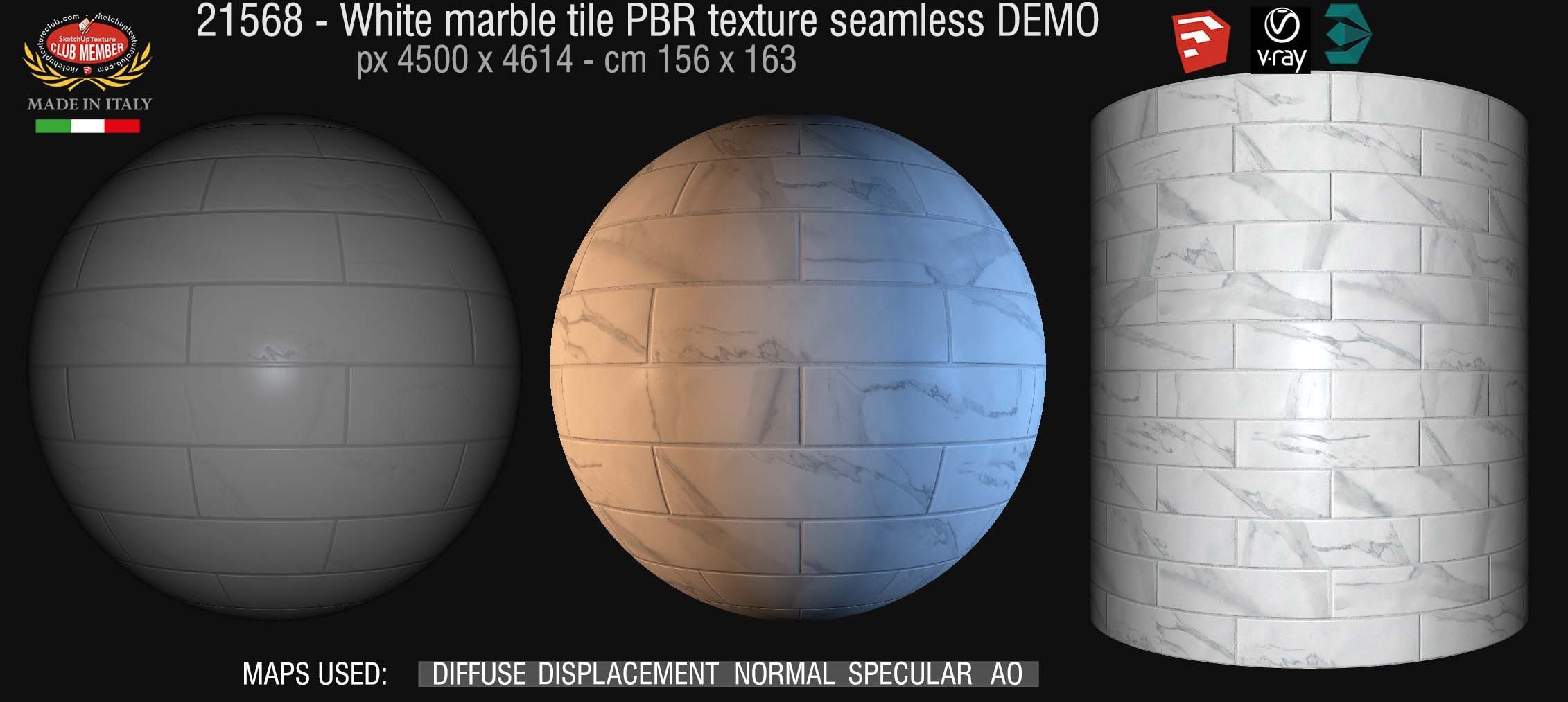 21568 White marble tiles PBR texture seamless DEMO