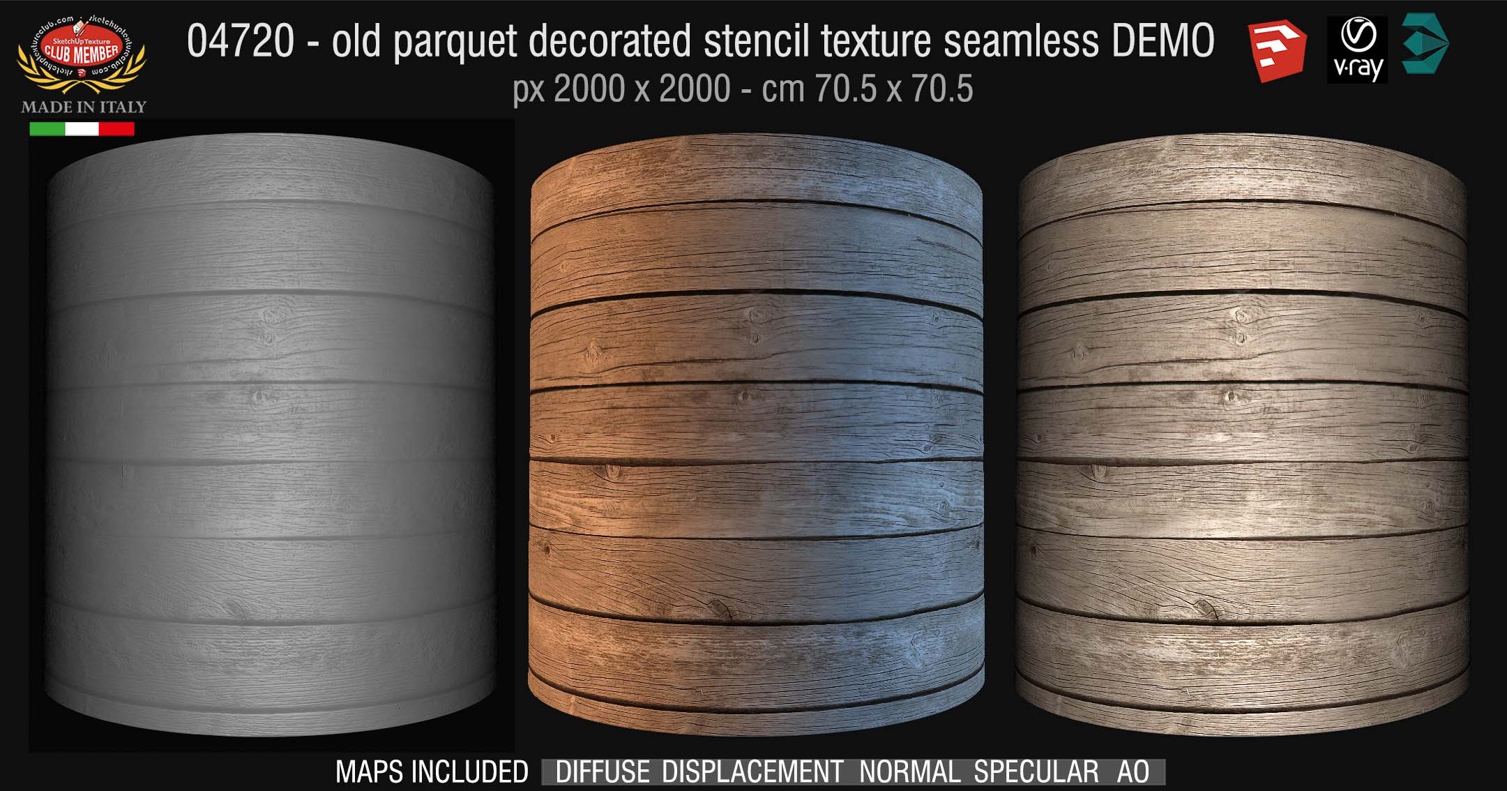 04720 HR Basic for parquet decorated stencil texture seamless + maps DEMO
