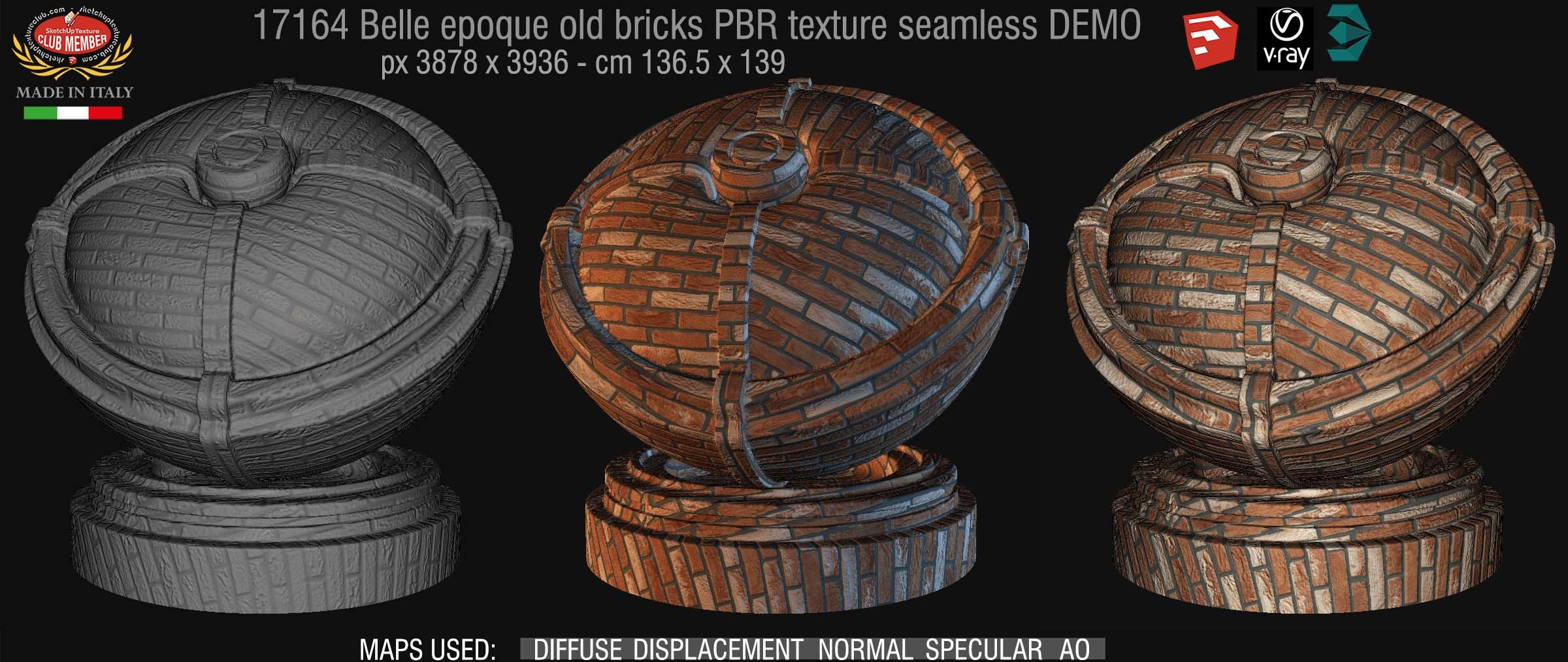 17164 Belle epoque old bricks PBR texture seamless DEMO