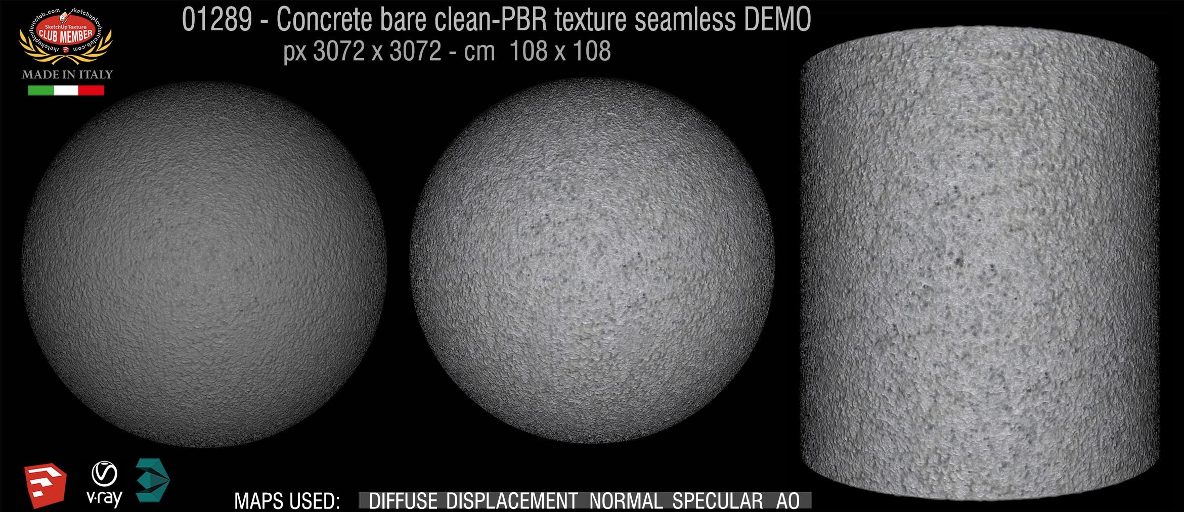 01289 Concrete bare clean-PBR texture seamless DEMO