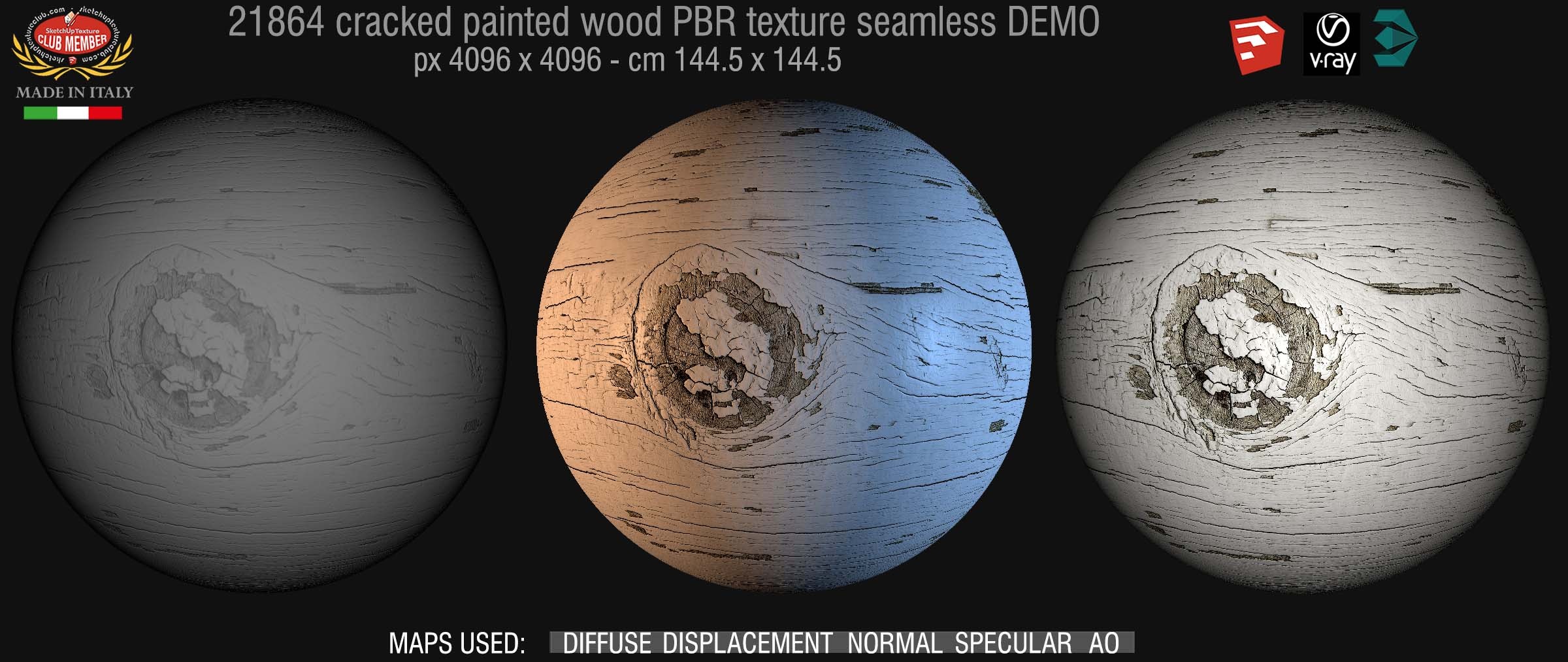 21864 cracked painted wood PBR texture seamless DEMO