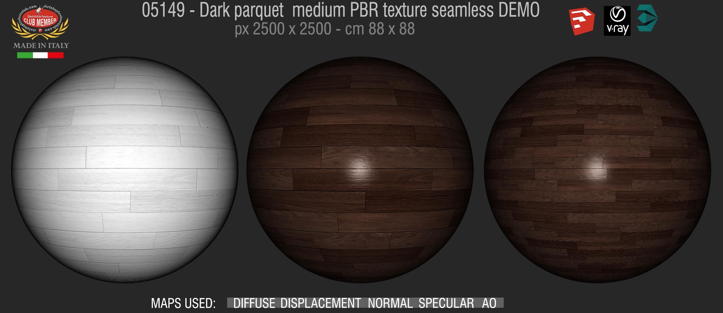 05149 Dark parquet PBR texture seamless DEMO