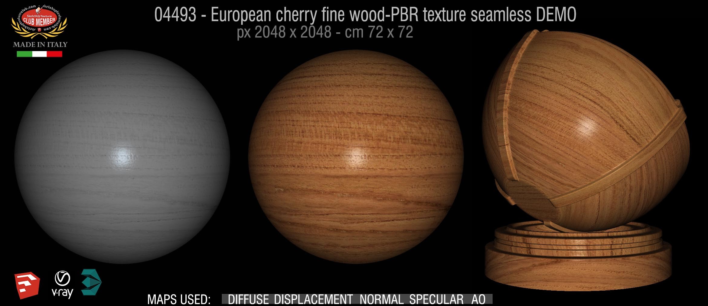 04493 European cherry fine wood-PBR texture seamless DEMO
