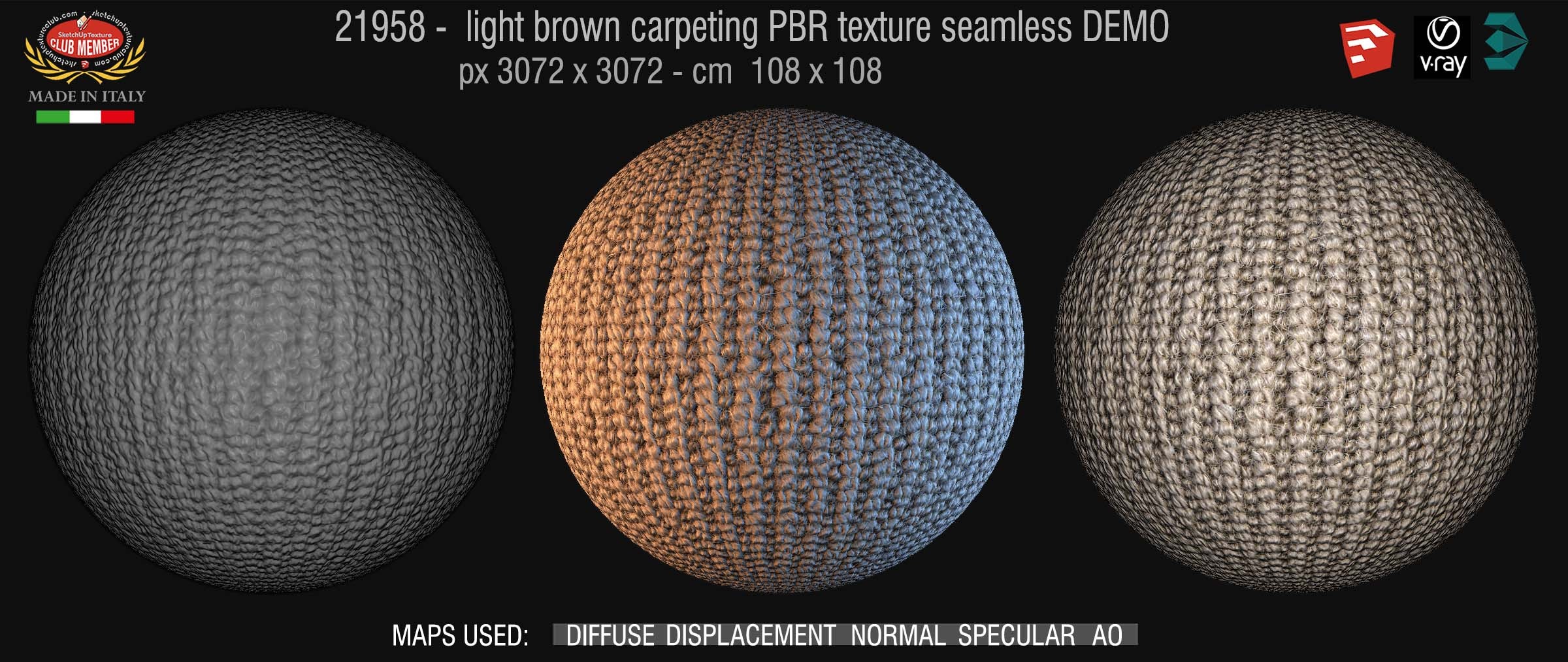 21958 Light brown Carpeting PBR texture seamless DEMO