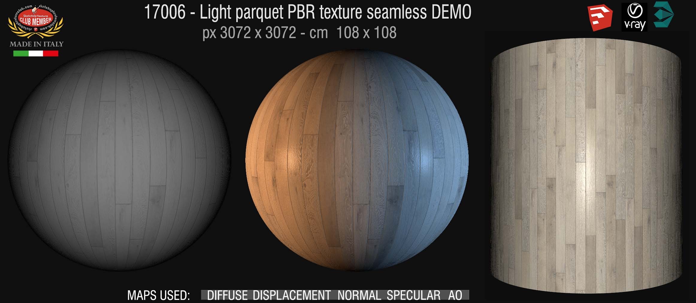 17006 Light parquet PBR texture seamless DEMO