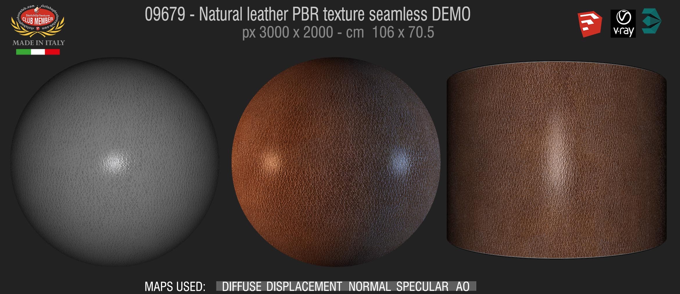 09679 Natural leather PBR texture seamless DEMO