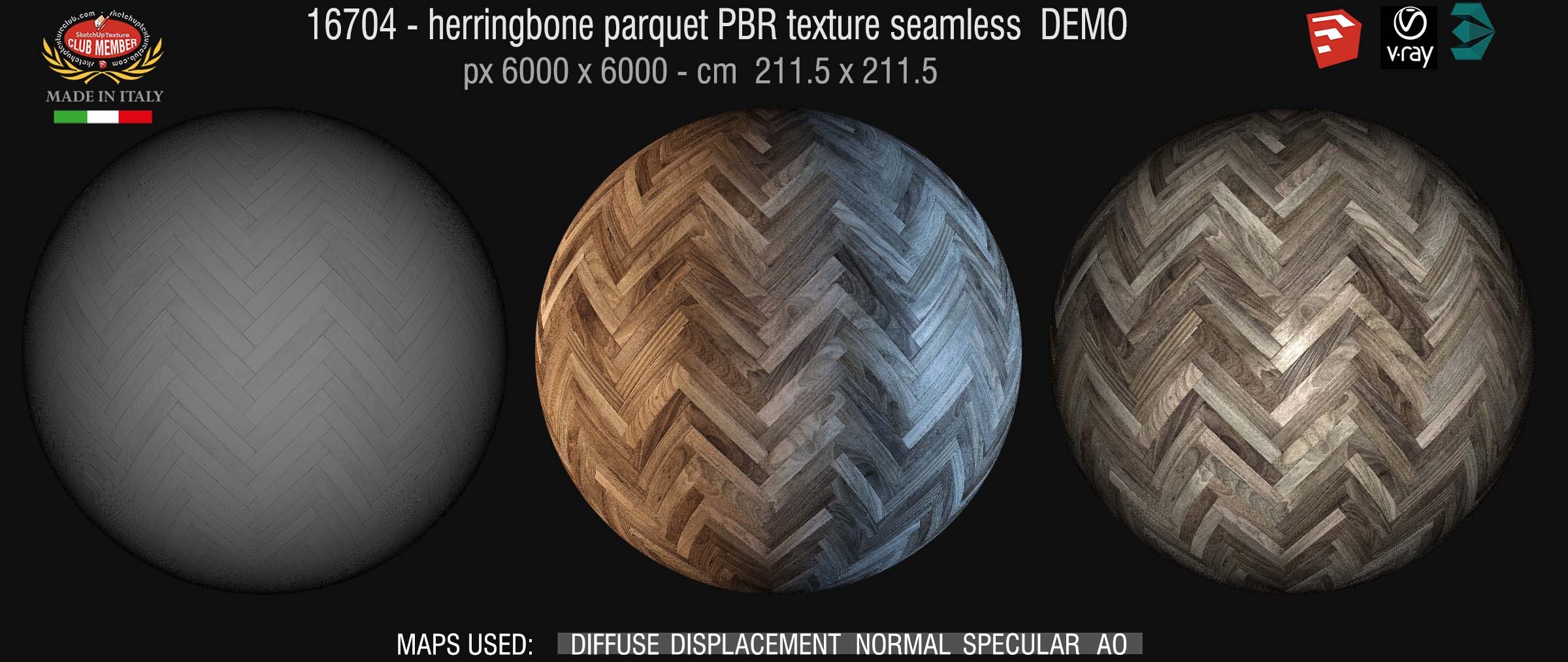 16704 Old herringbone parquet PBR texture seamless DEMO