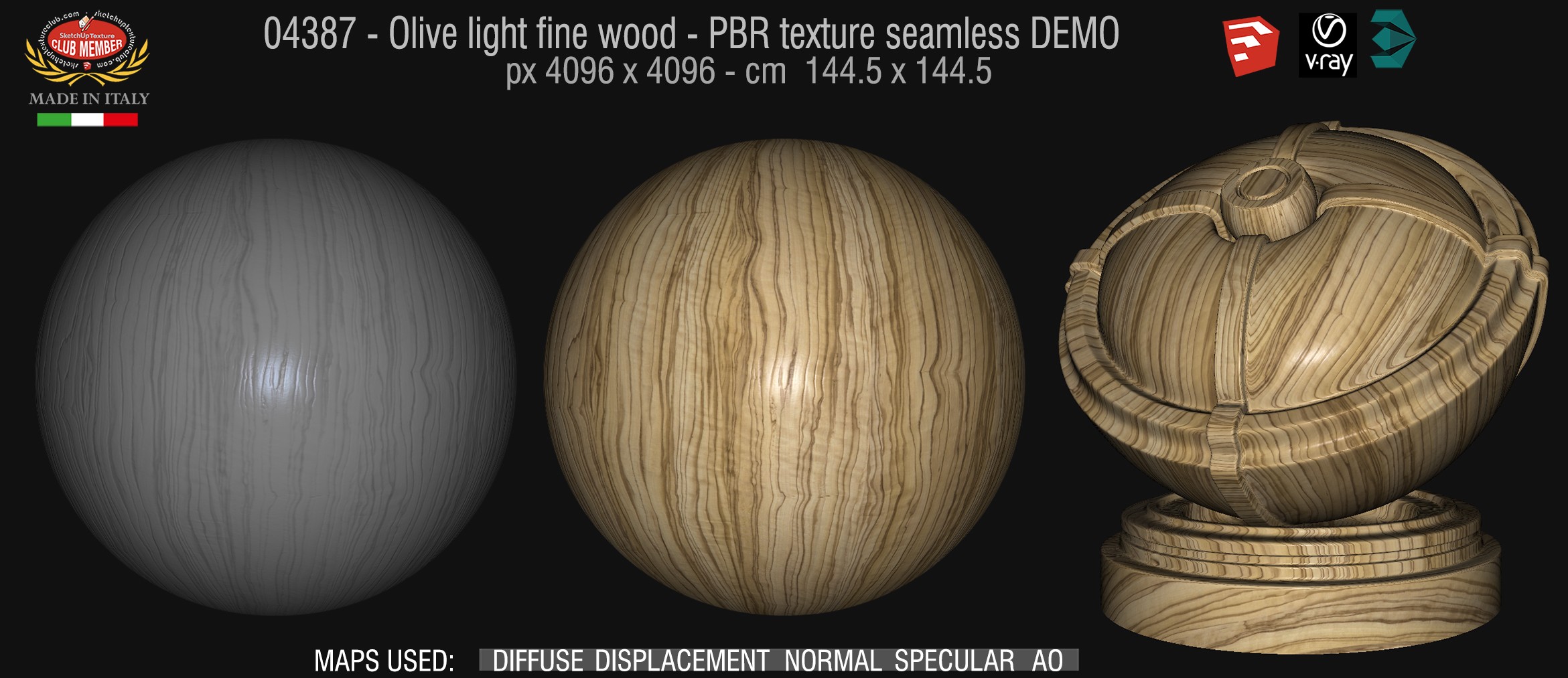 04386 Olive light fine wood PBR texture DEMO