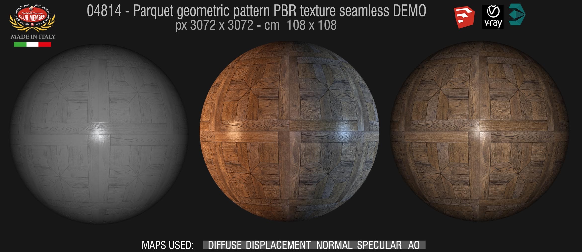 04814 Parquet geometric pattern PBR texture seamless DEMO